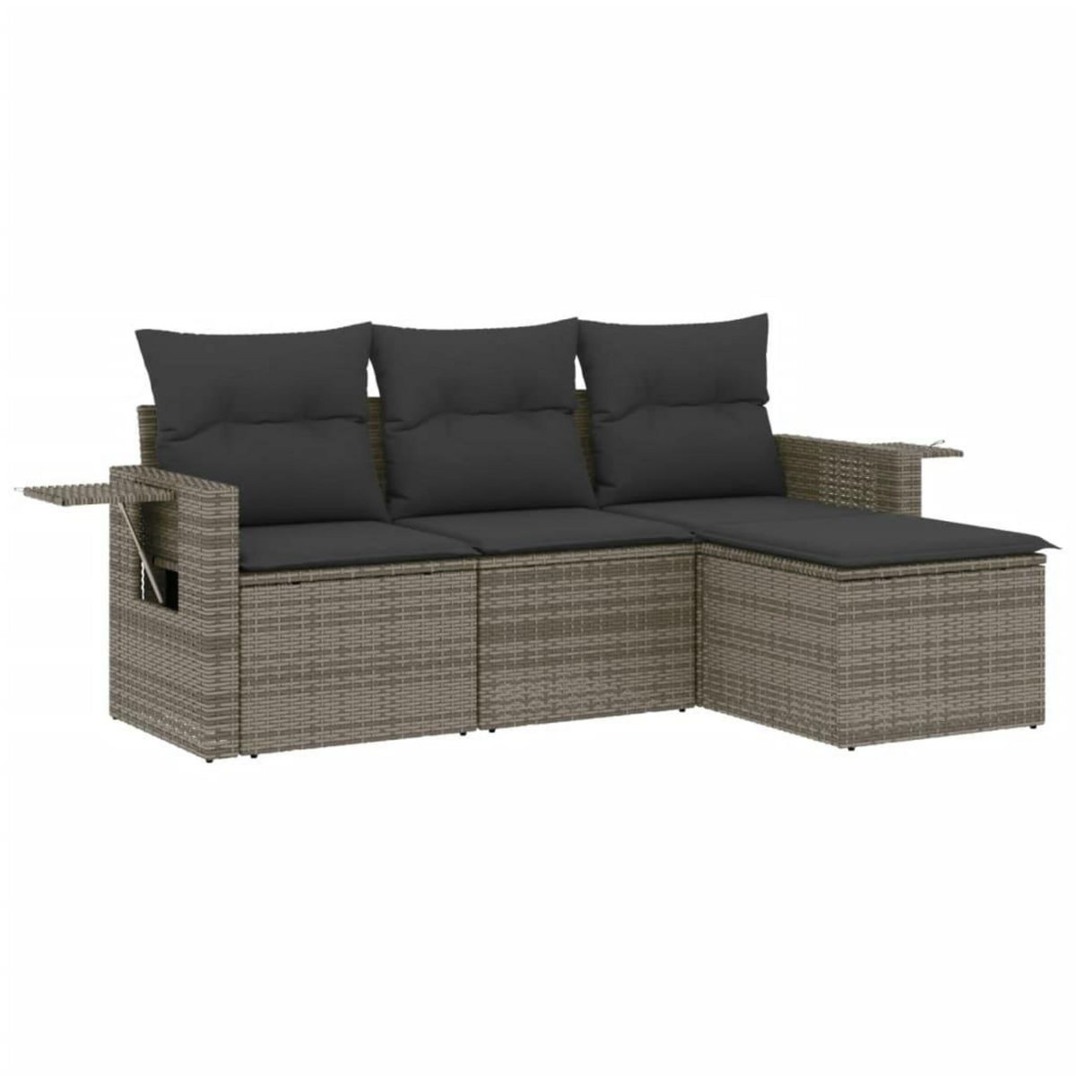 VIDAXL Salon de jardin 4 pcs avec coussins gris resine tressee
