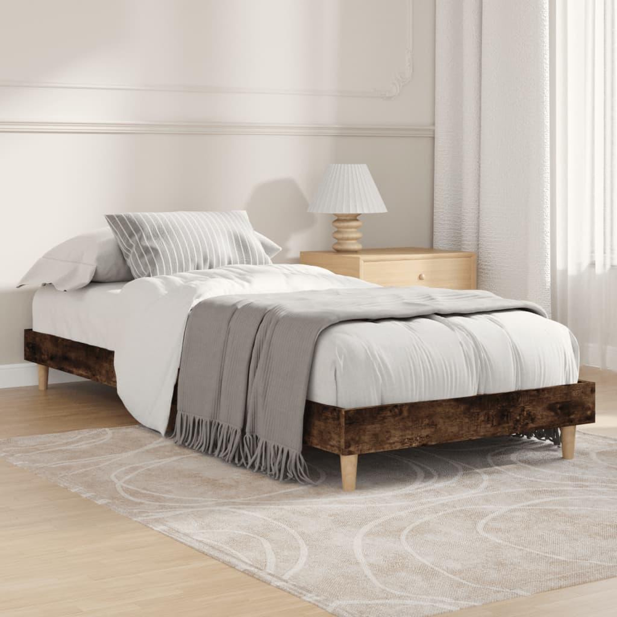 VIDAXL Cadre de lit chene fume 75x190 cm bois d'ingenierie