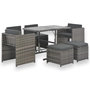 Voir la diapositive 1 : VIDAXL Ensemble a manger d'exterieur 7pcs coussins Resine tressee Gris