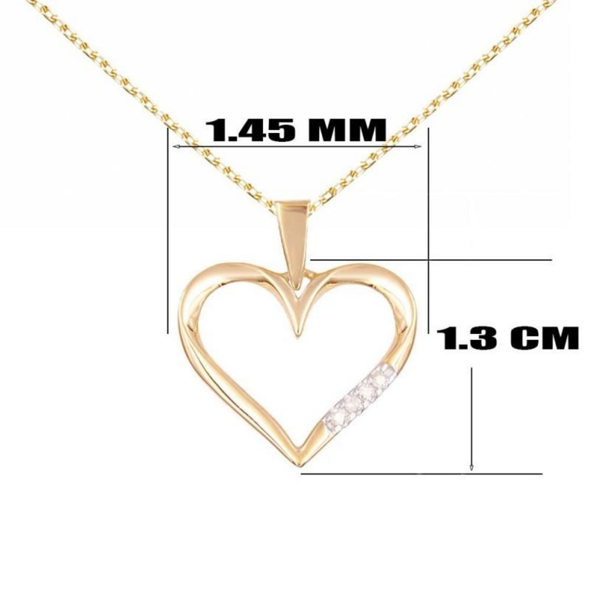 L'ATELIER D'AZUR Collier - Pendentif Or Jaune et Diamants - Motif Coeur - Chaine Dorée