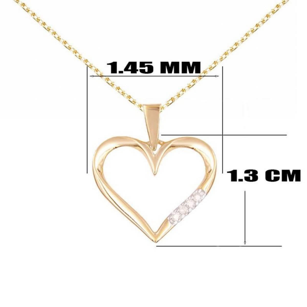 L'ATELIER D'AZUR Collier - Pendentif Or Jaune et Diamants - Motif Coeur - Chaine Dorée