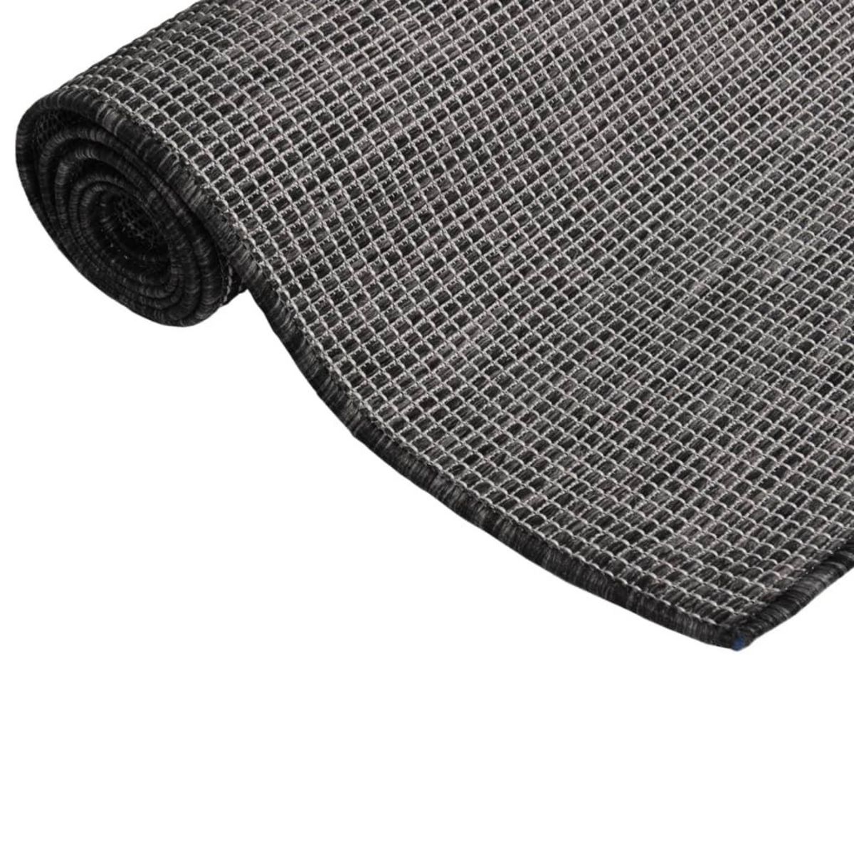 VIDAXL Tapis a tissage plat d'exterieur 120x170 cm Gris