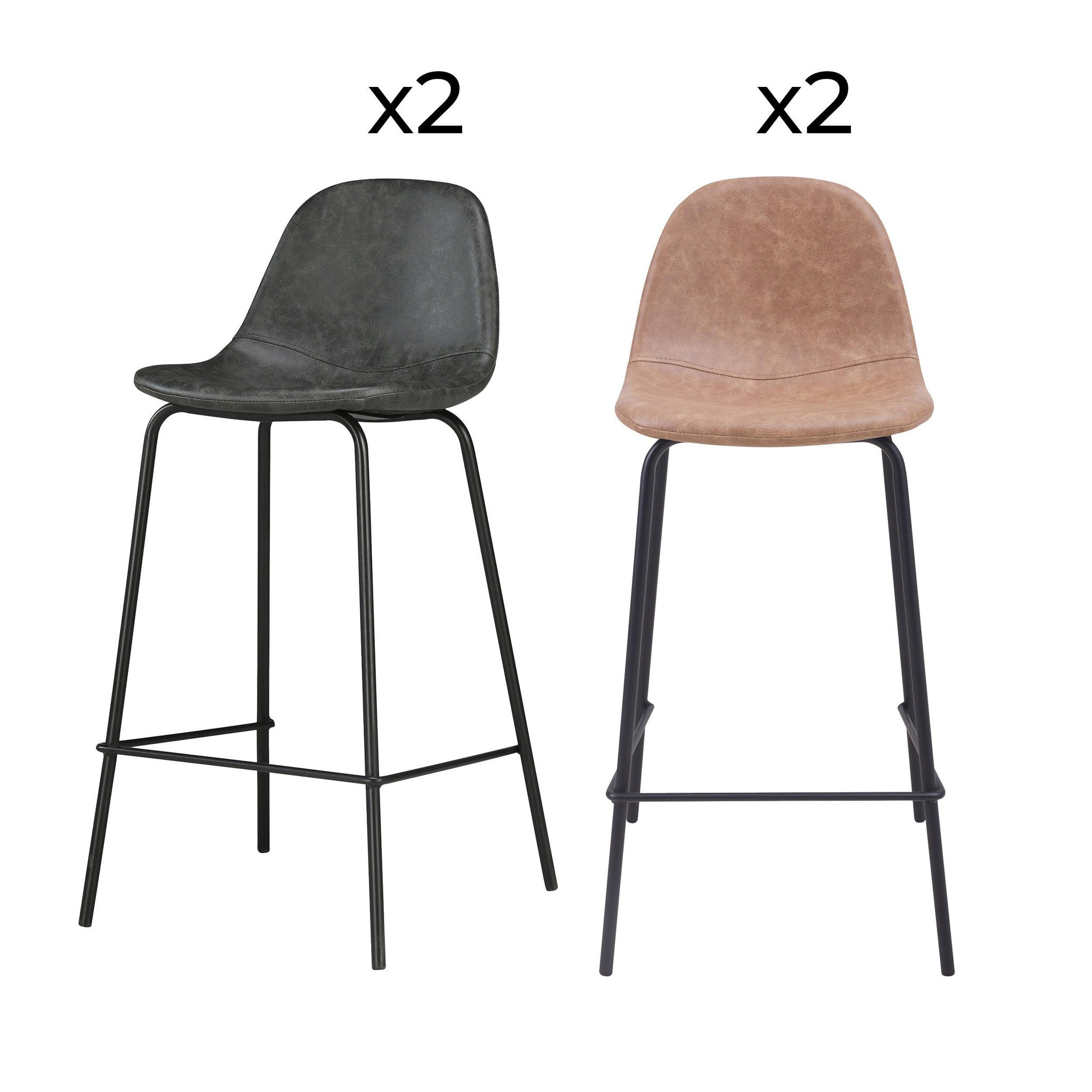 MAISON PAVANE Pack 4 chaises pour îlot central taupe et gris/noir 65 cm-henrik