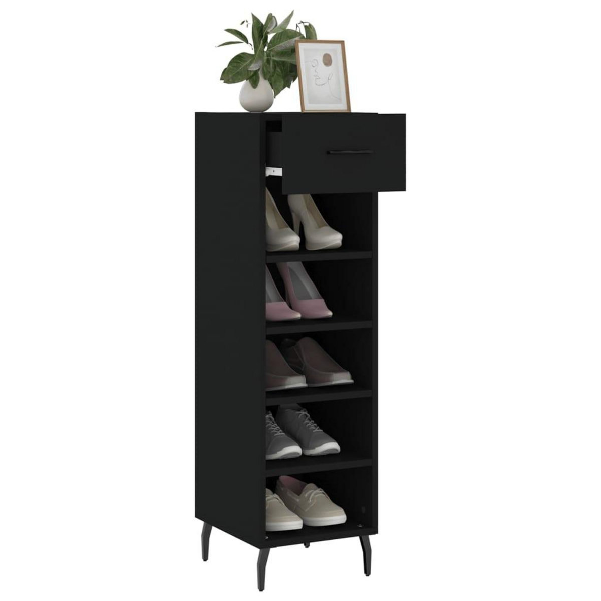 VIDAXL Armoire a chaussures noir 30x35x105 cm bois d'ingenierie