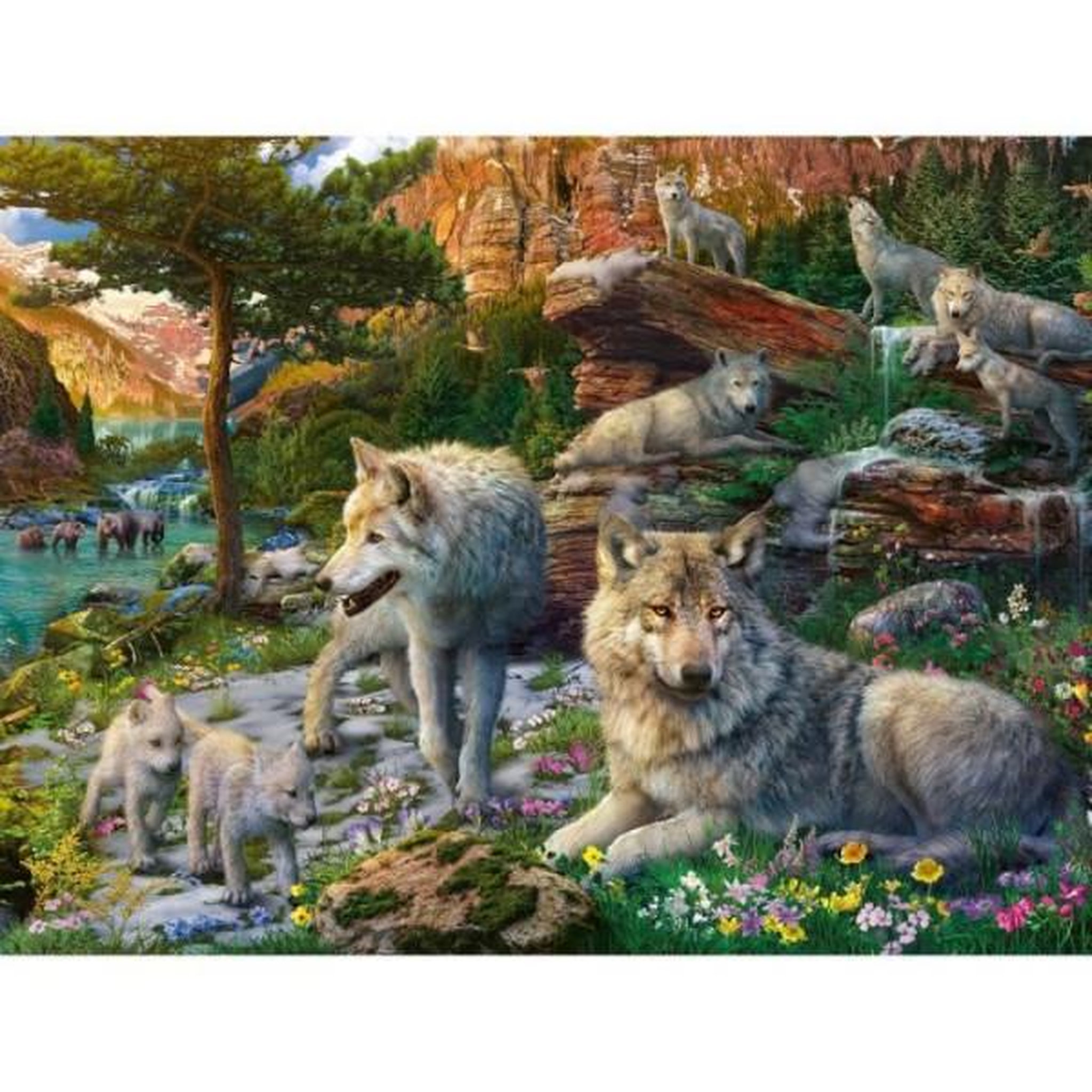 RAVENSBURGER Puzzle 1500 pieces loups au printemps, adultes & enfants des 14 ans, puzzle de qualité supérieure 80x60cm, 12000719, ravensbur