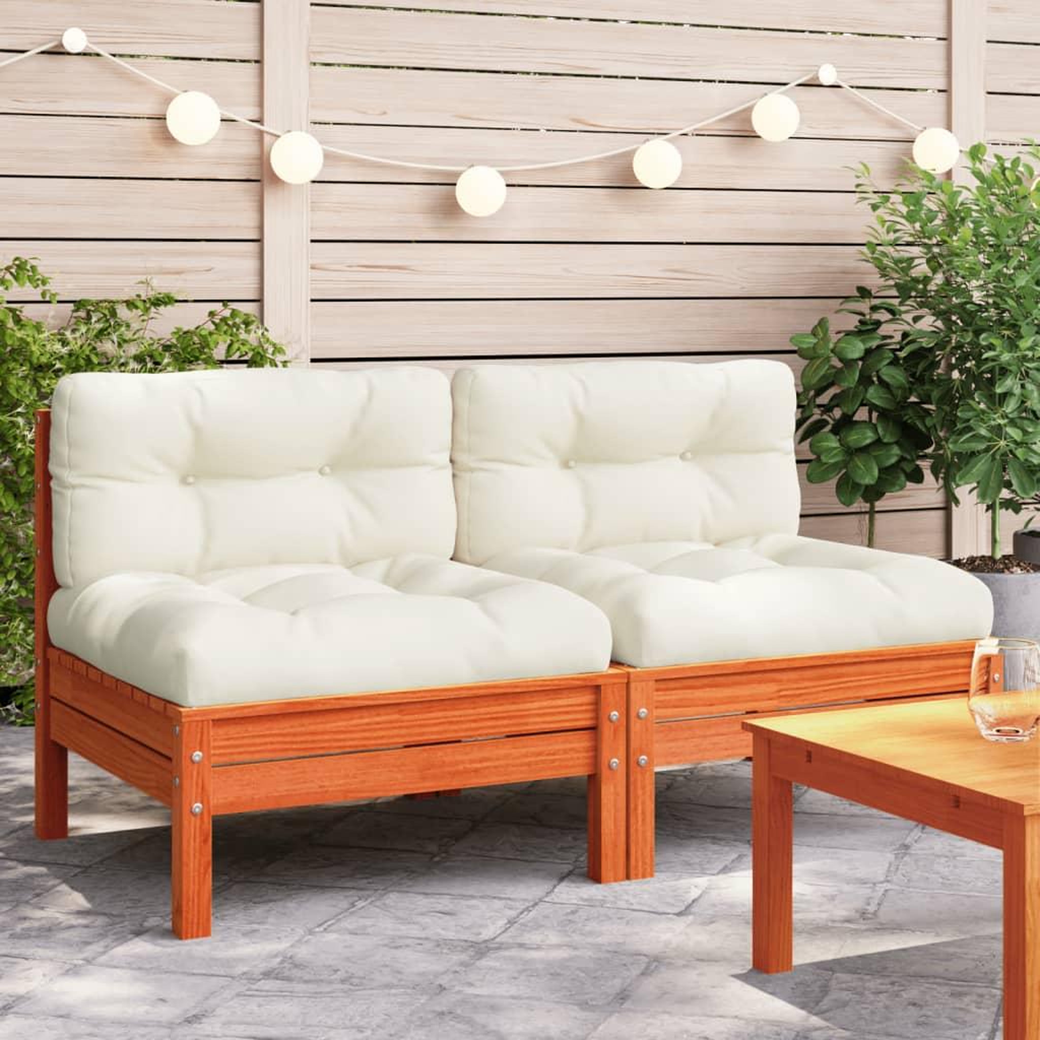 VIDAXL Canape de jardin sans accoudoirs coussins 2 pcs bois massif pin