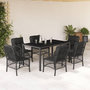 Voir la diapositive 1 : VIDAXL Ensemble a manger de jardin coussins 7pcs Noir Resine tressee