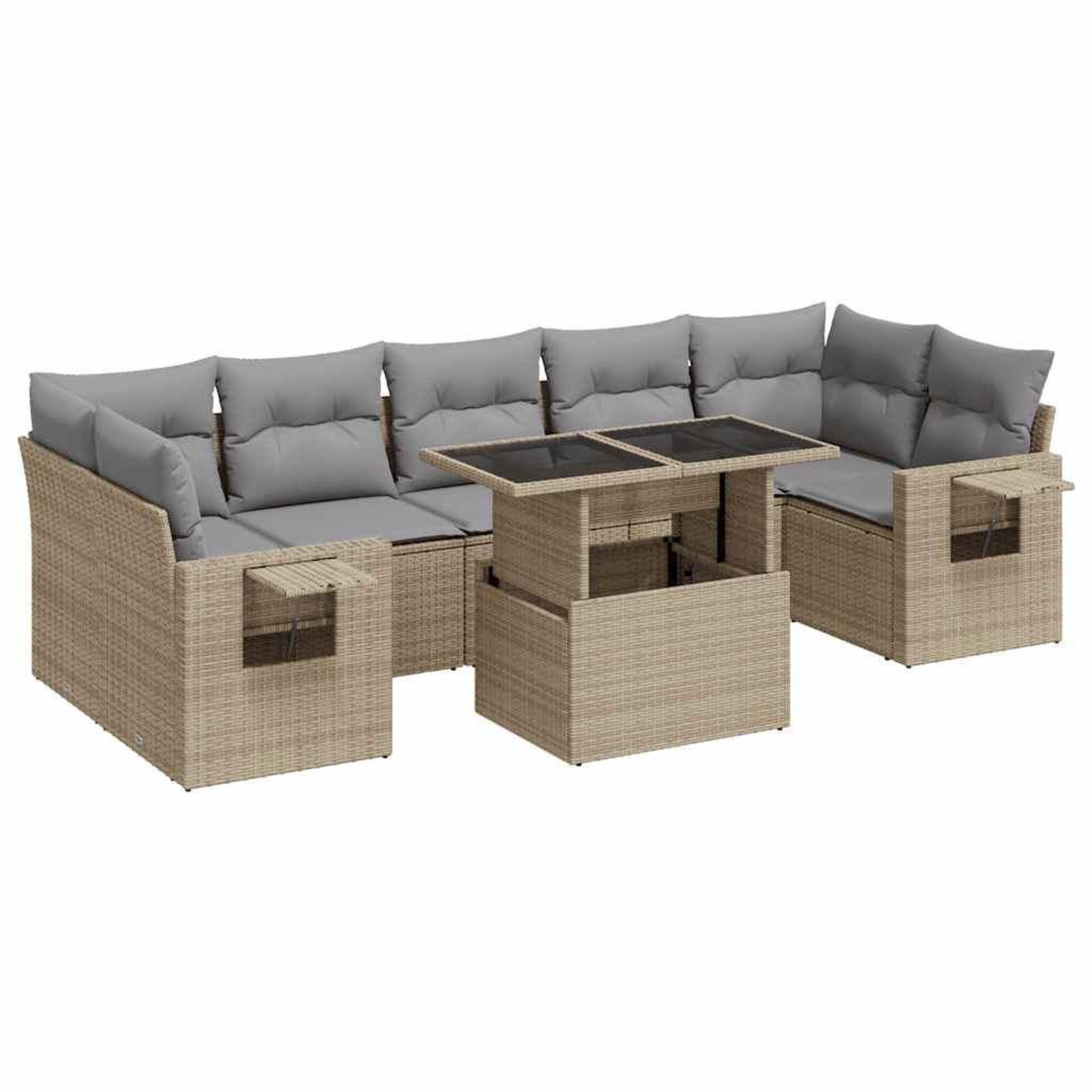 Voir la diapositive 2 : VIDAXL Salon de jardin avec coussins 8 pcs beige resine tressee