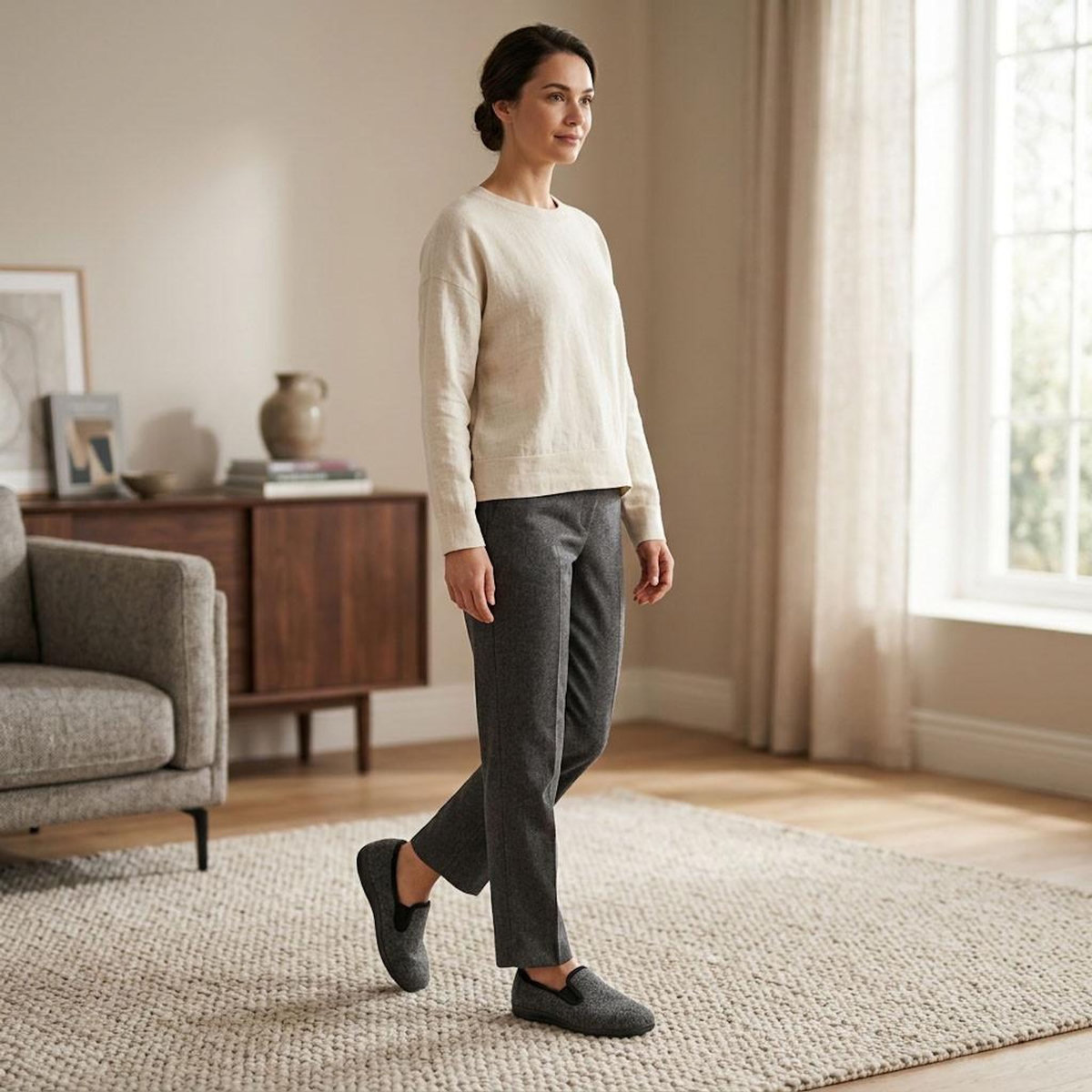 OZABI OZABI Pantoufles Femme Charentaises Chaudes Fourrées Semelle Antidérapante