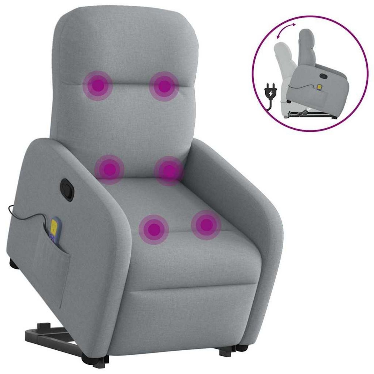 VIDAXL Fauteuil de massage inclinable Gris clair Tissu