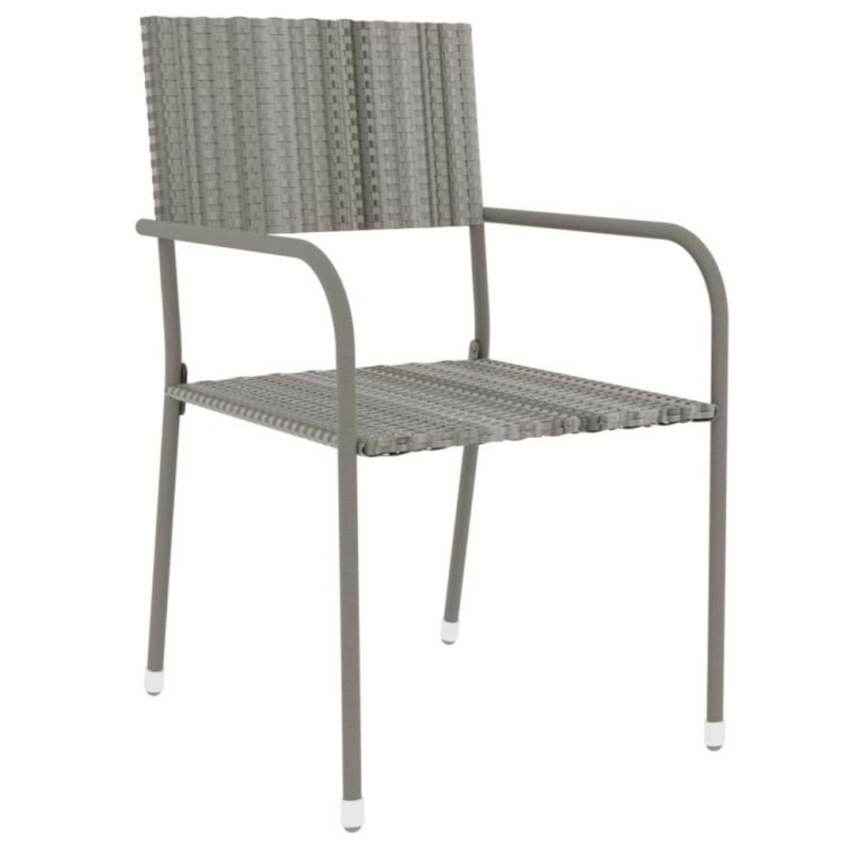 VIDAXL Ensemble à manger de jardin 3 pcs Résine tressée Gris