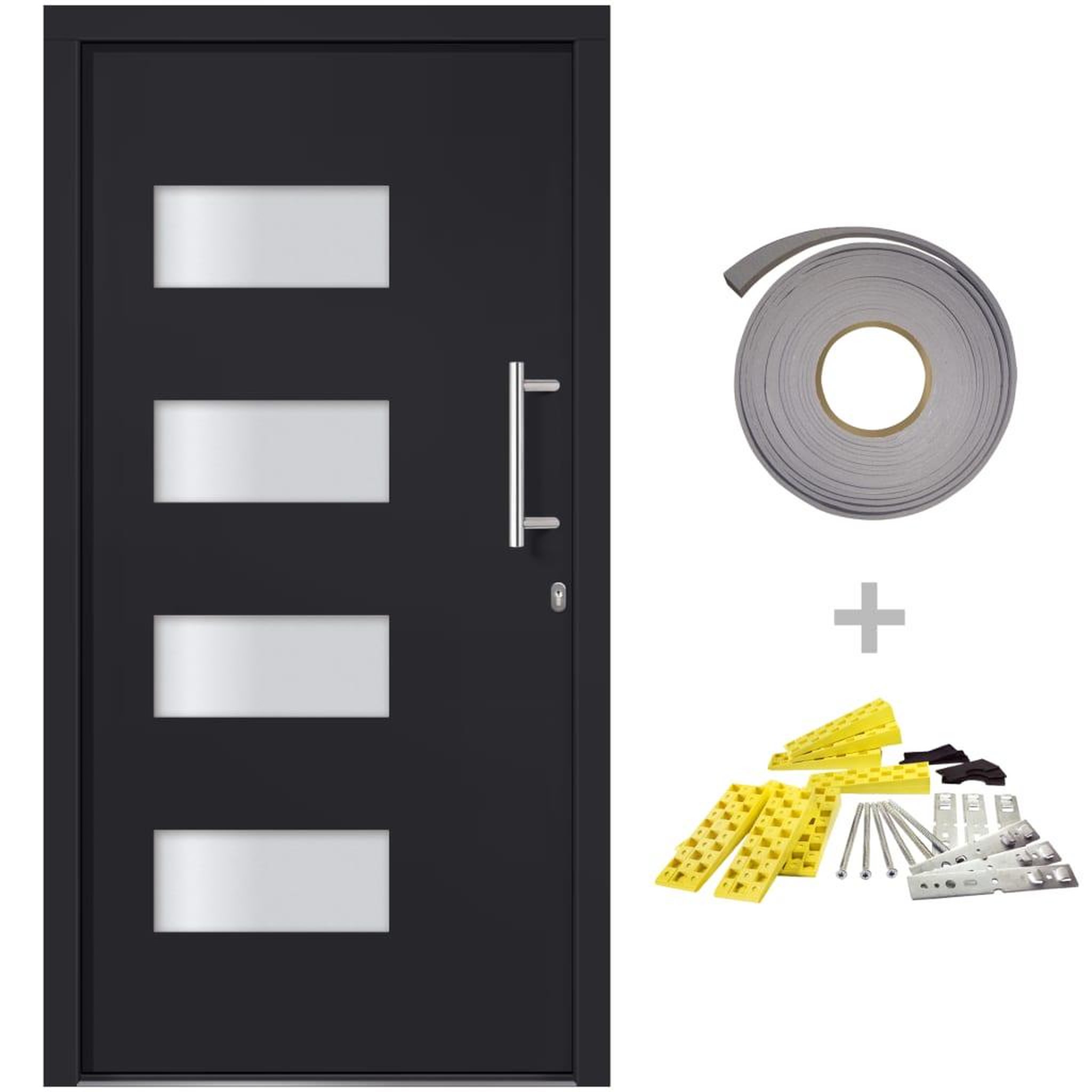 Voir la diapositive 2 : VIDAXL Porte d'entree Aluminium et PVC Anthracite 100x200 cm