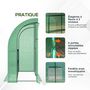 Voir la diapositive 6 : OUTSUNNY Serre de jardin adossée serre adossée dim. 2L x 1l x 2,13H m 4 étagères 2 portes zippées 1 fenêtre acier PE haute densité vert
