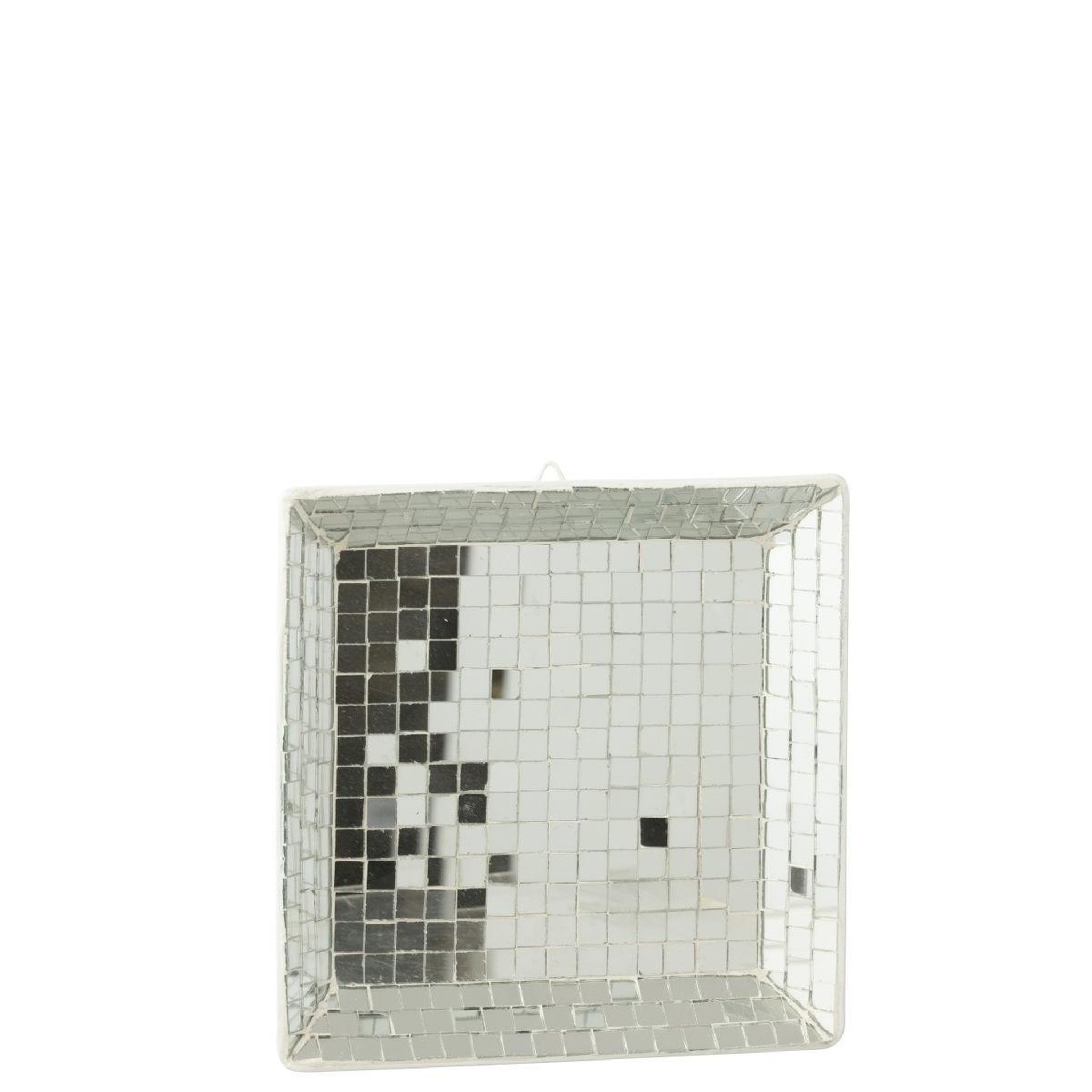 Voir la diapositive 2 : J-LINE Plateau mosaïque en verre  disco  20cm argent