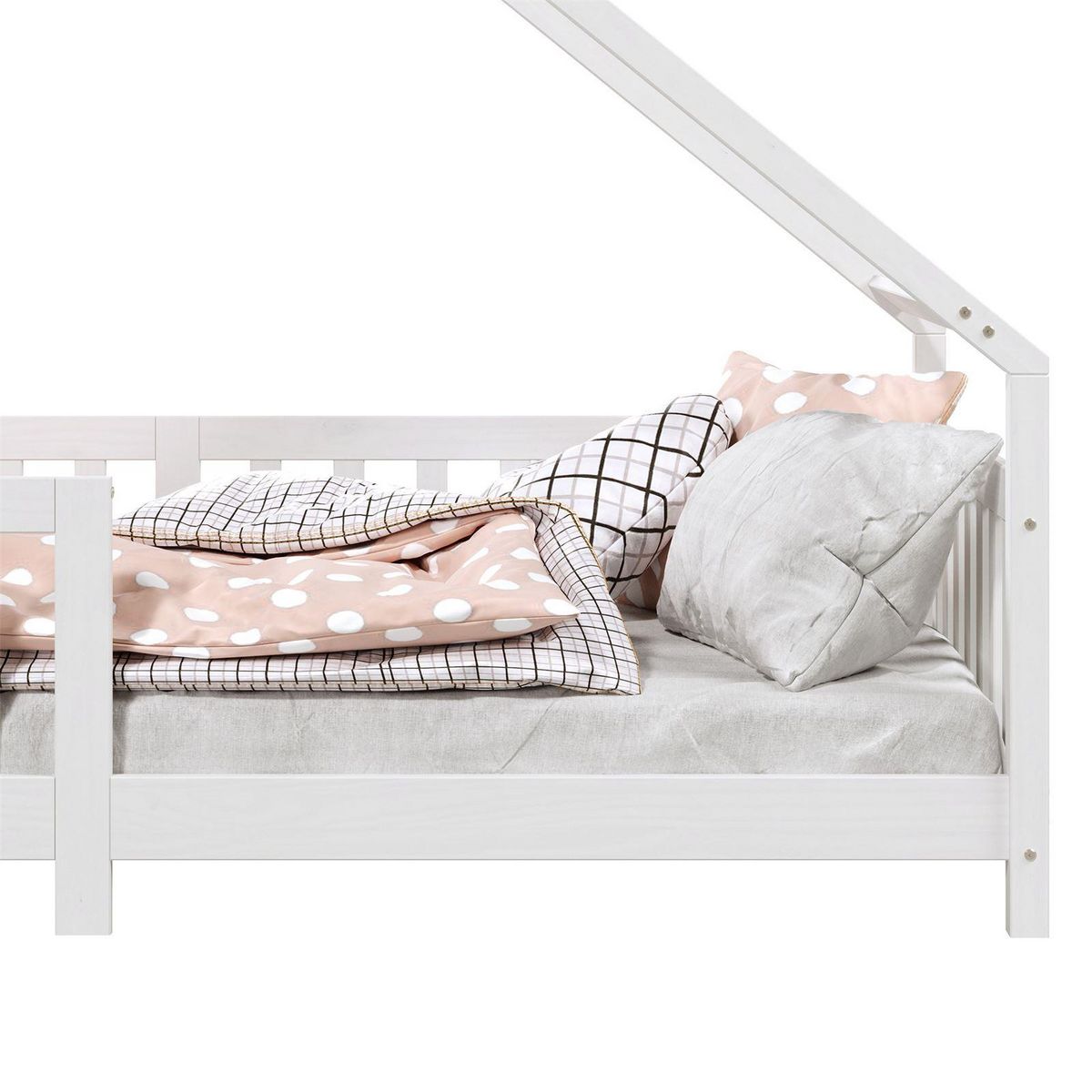 IDIMEX Lit cabane  asymétrique CORA 90 x 200 cm en pin massif