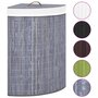 Voir la diapositive 2 : VIDAXL Panier a linge d'angle Bambou Gris 60 L