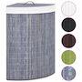 Voir la diapositive 2 : VIDAXL Panier a linge d'angle Bambou Gris 60 L