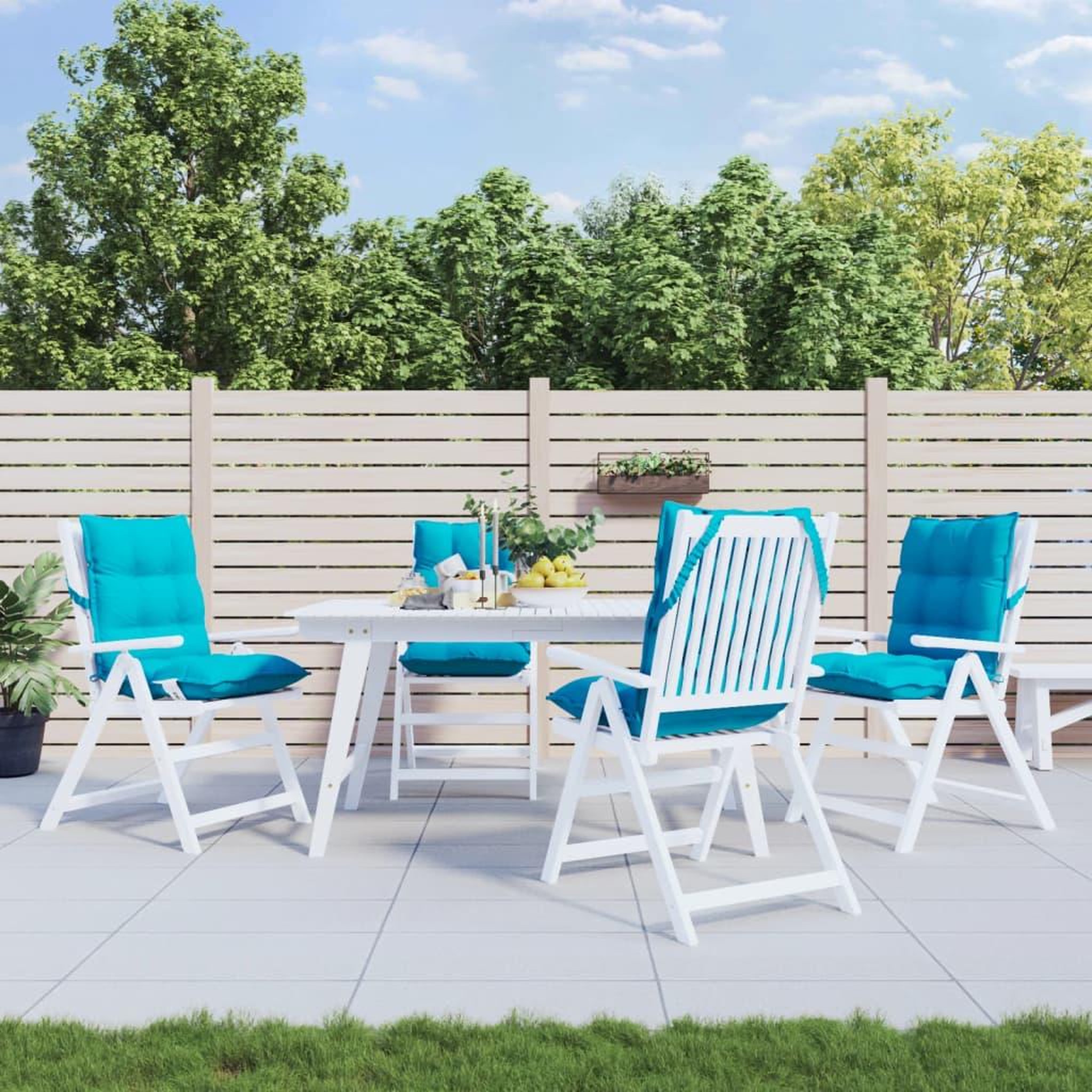 VIDAXL Coussins de chaise a dossier bas lot de 4 turquoise