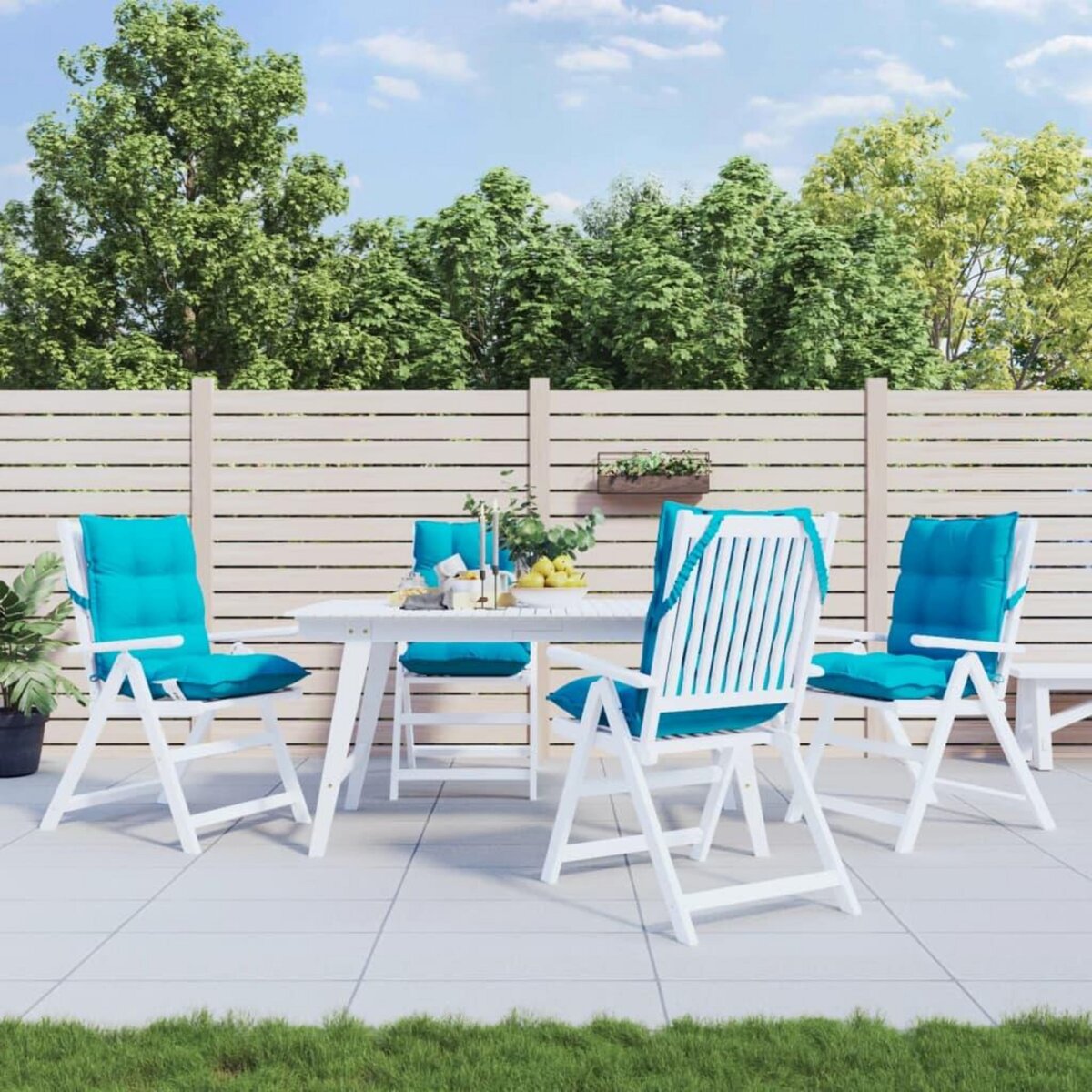 VIDAXL Coussins de chaise a dossier bas lot de 4 turquoise