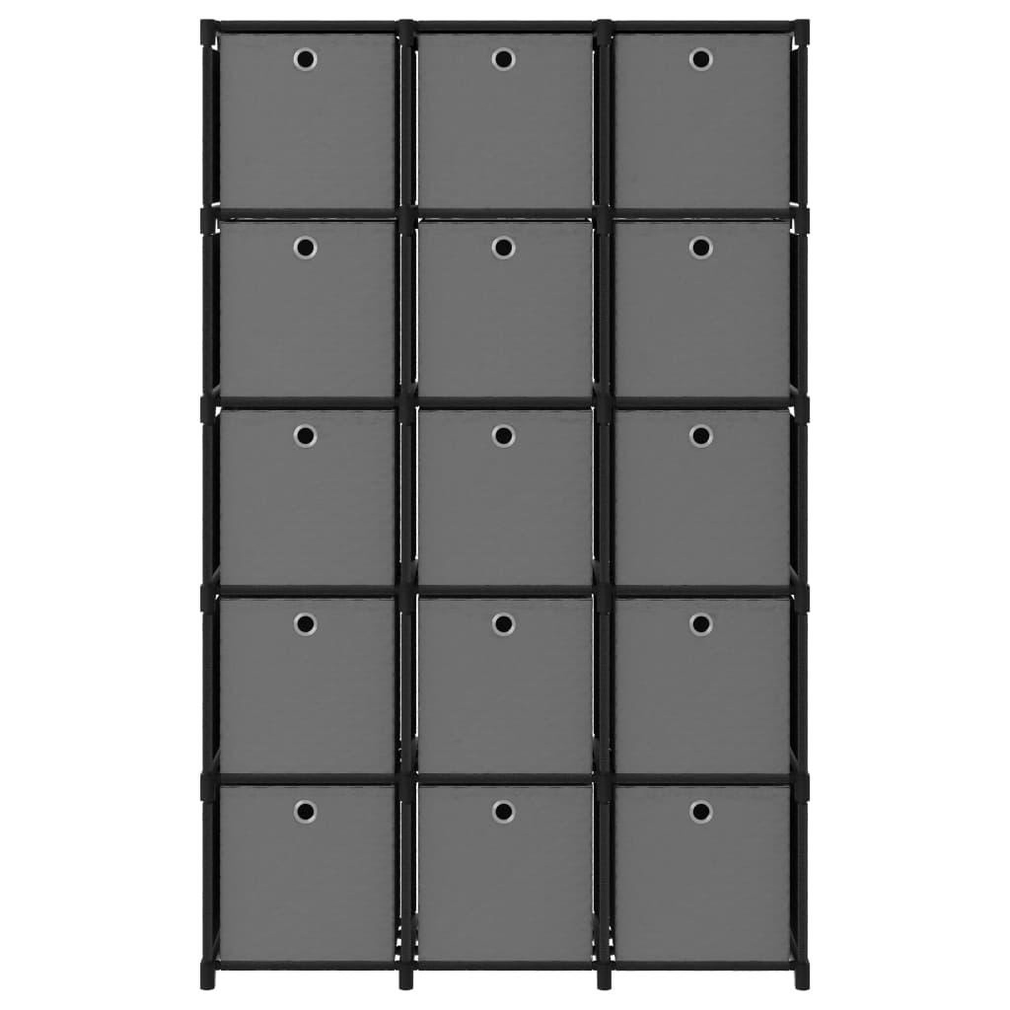 Voir la diapositive 2 : VIDAXL Etagere a 15 cubes avec boîtes Noir 103x30x175,5 cm Tissu