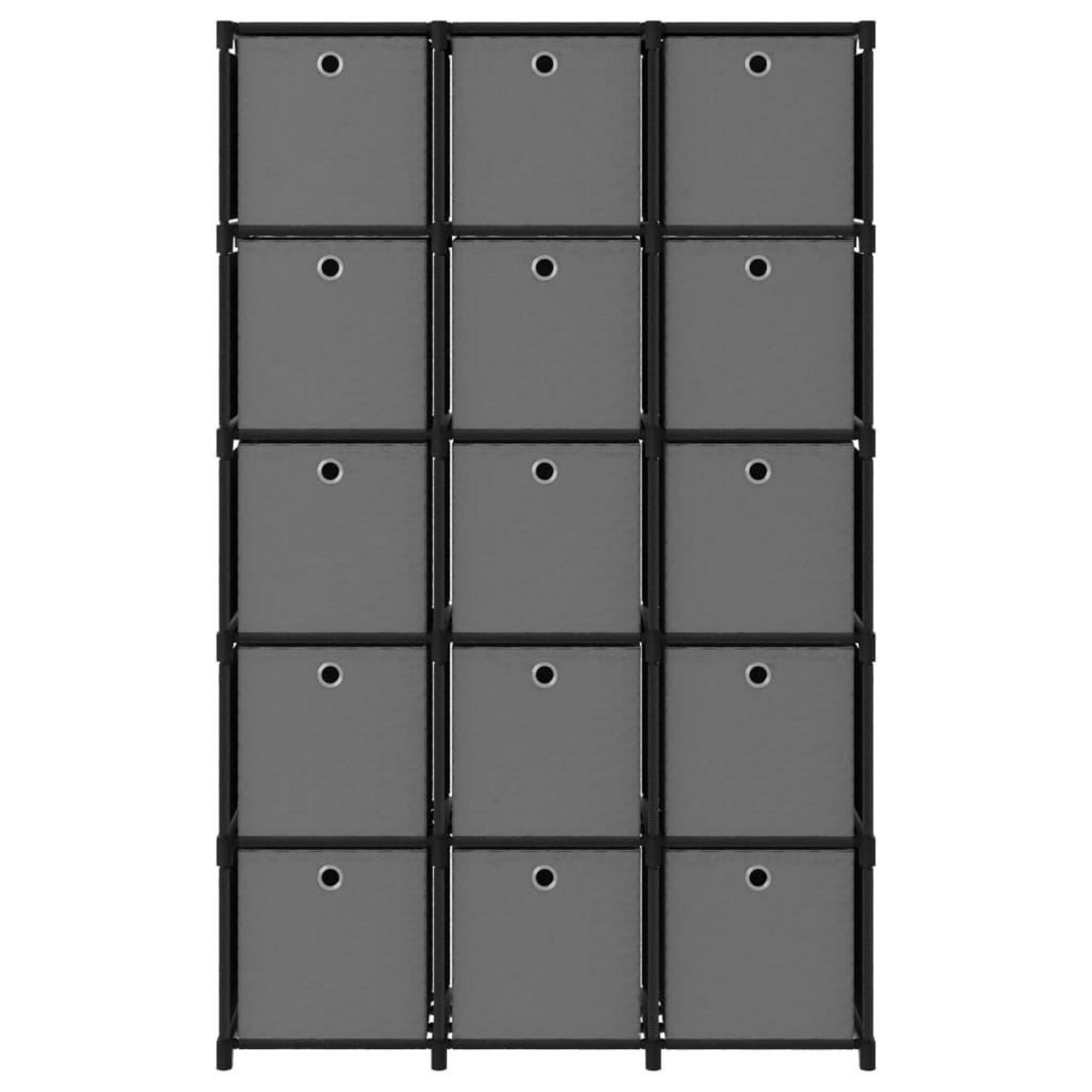 VIDAXL Etagere a 15 cubes avec boîtes Noir 103x30x175,5 cm Tissu
