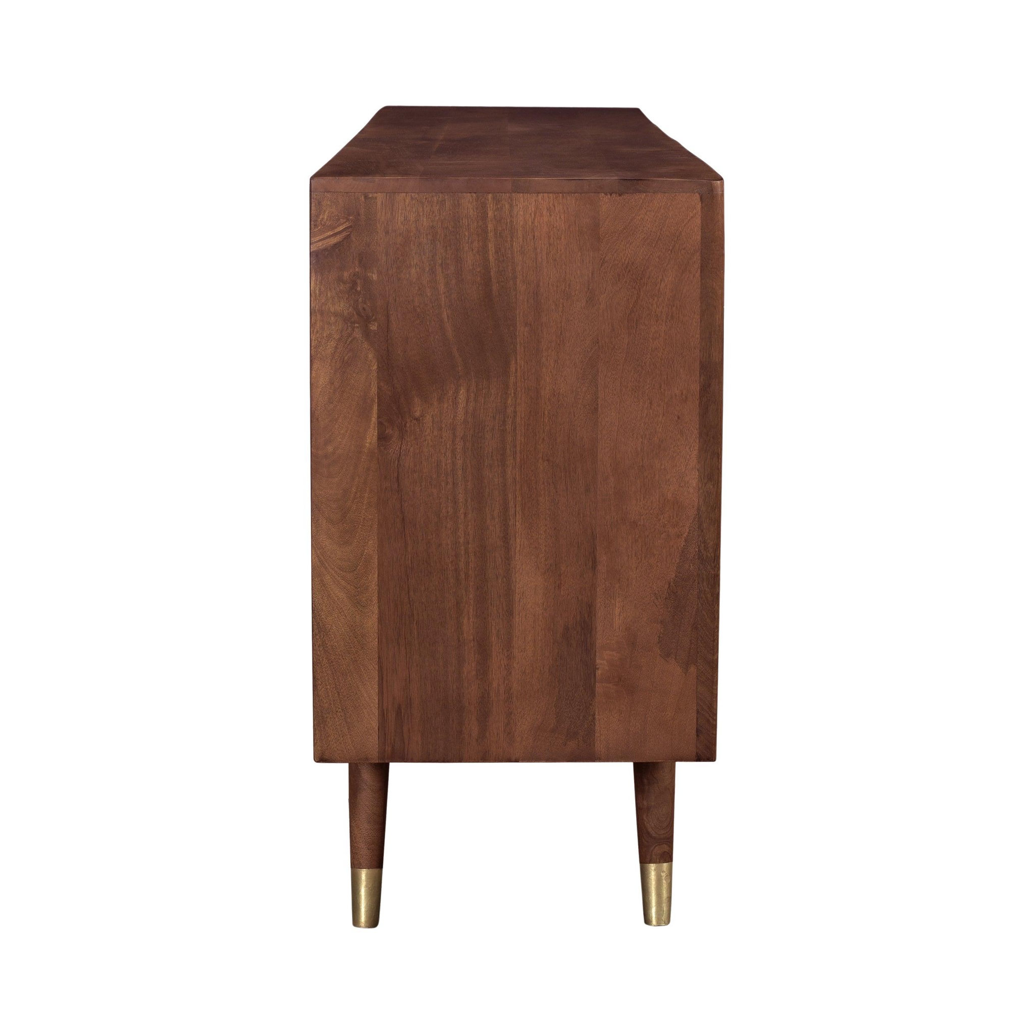 Voir la diapositive 3 : MAISON PAVANE Buffet en bois massif 3 portes 3 tiroirs et détails dorés-colombo