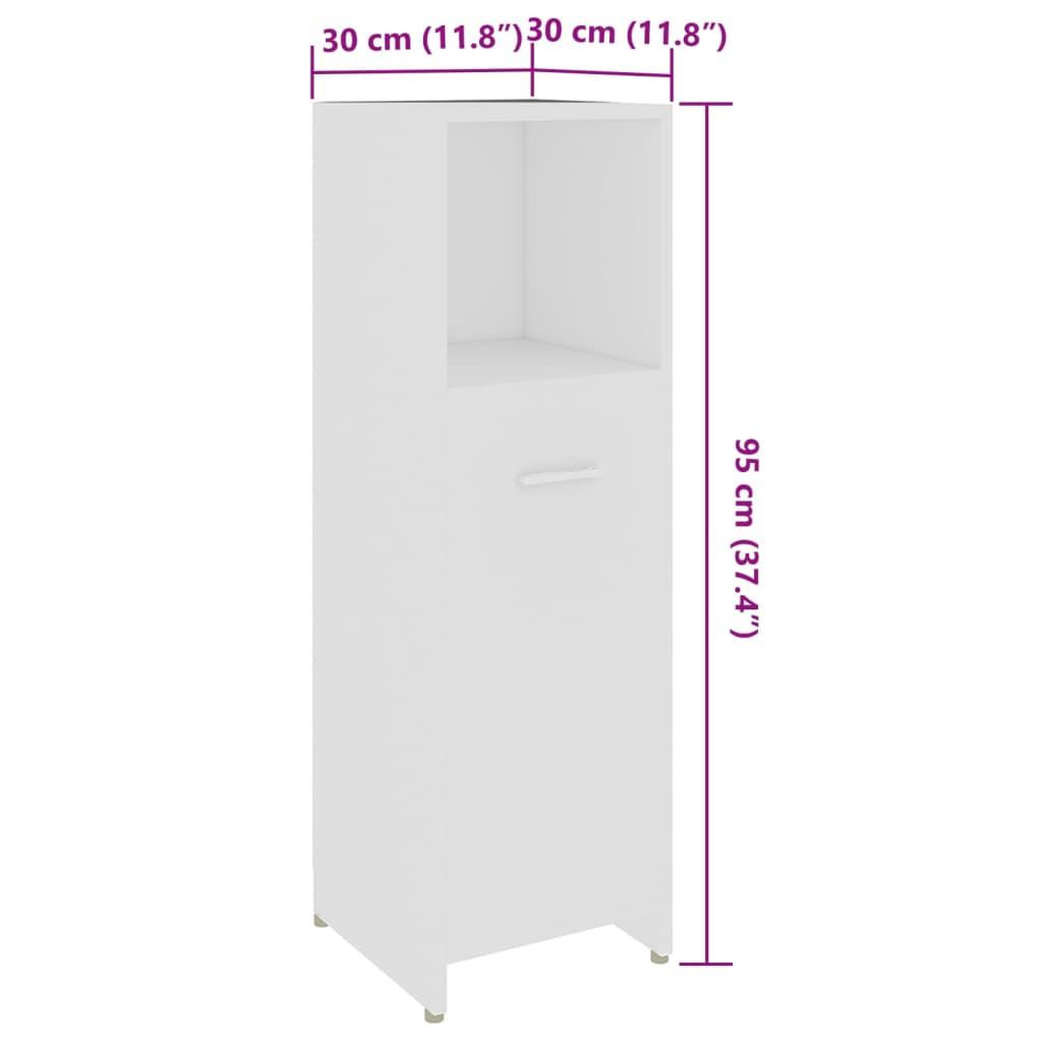 Voir la diapositive 6 : VIDAXL Armoire de salle de bain Blanc 30x30x95 cm Bois d'ingenierie