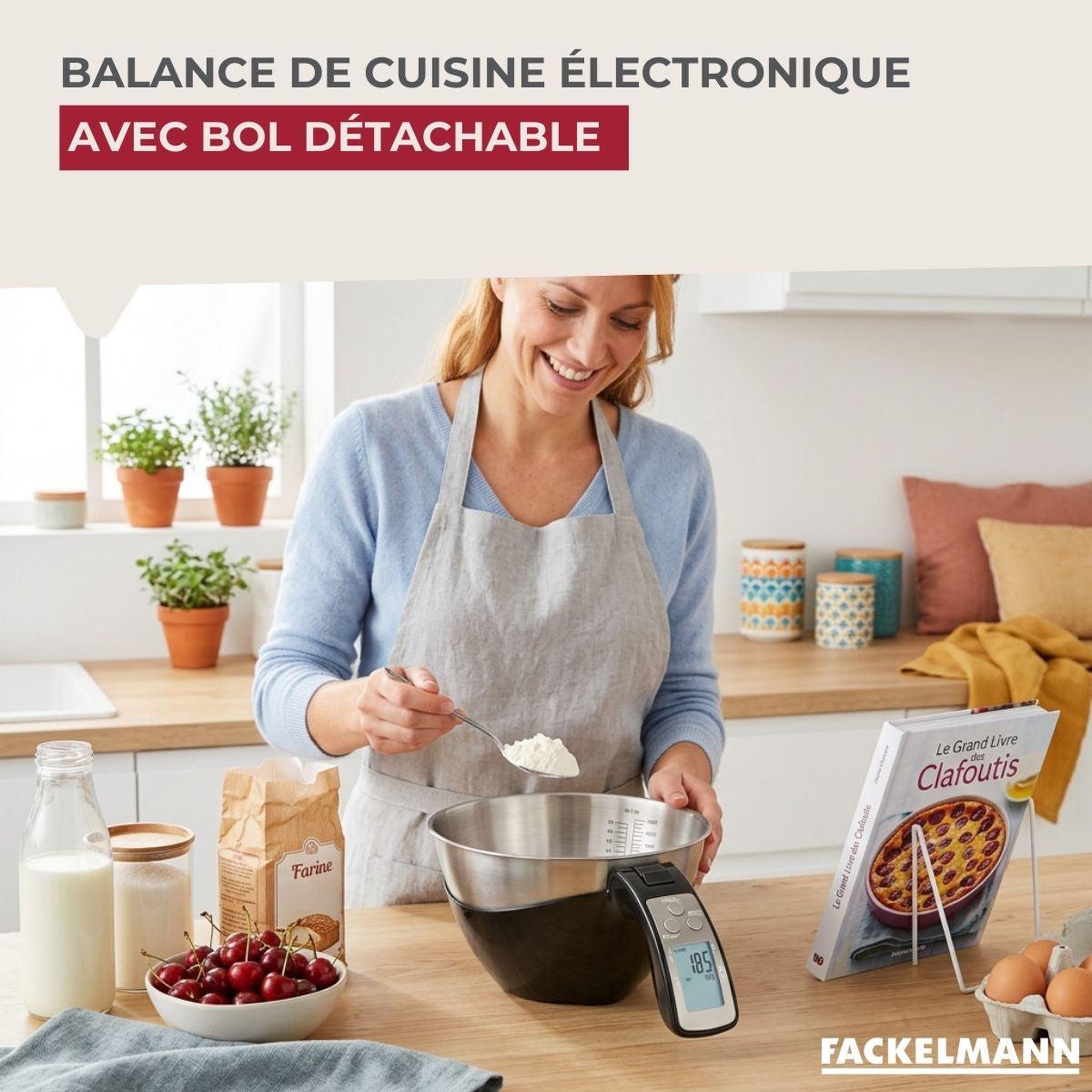 Voir la diapositive 2 : Fackelmann Balance de cuisine avec bol inox détachable fackelmann