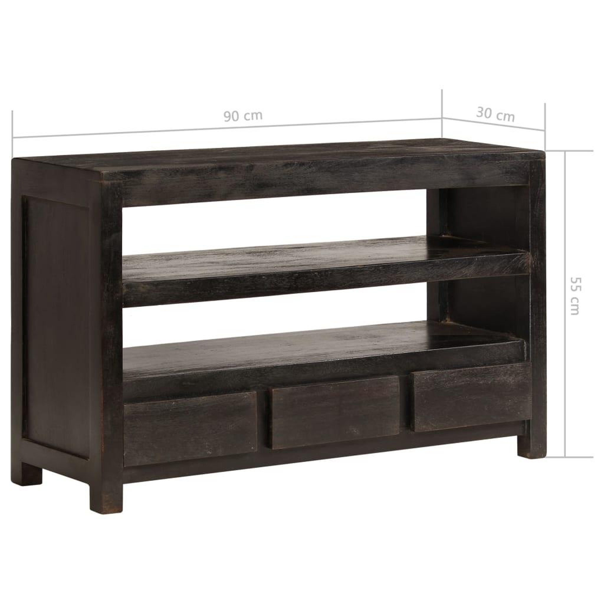 Voir la diapositive 6 : VIDAXL Meuble TV Bois d'acacia solide 90 x 30 x 55 cm Marron fonce
