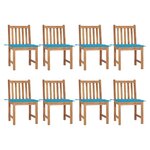 VIDAXL Chaises de jardin lot de 8 avec coussins Bois de teck massif