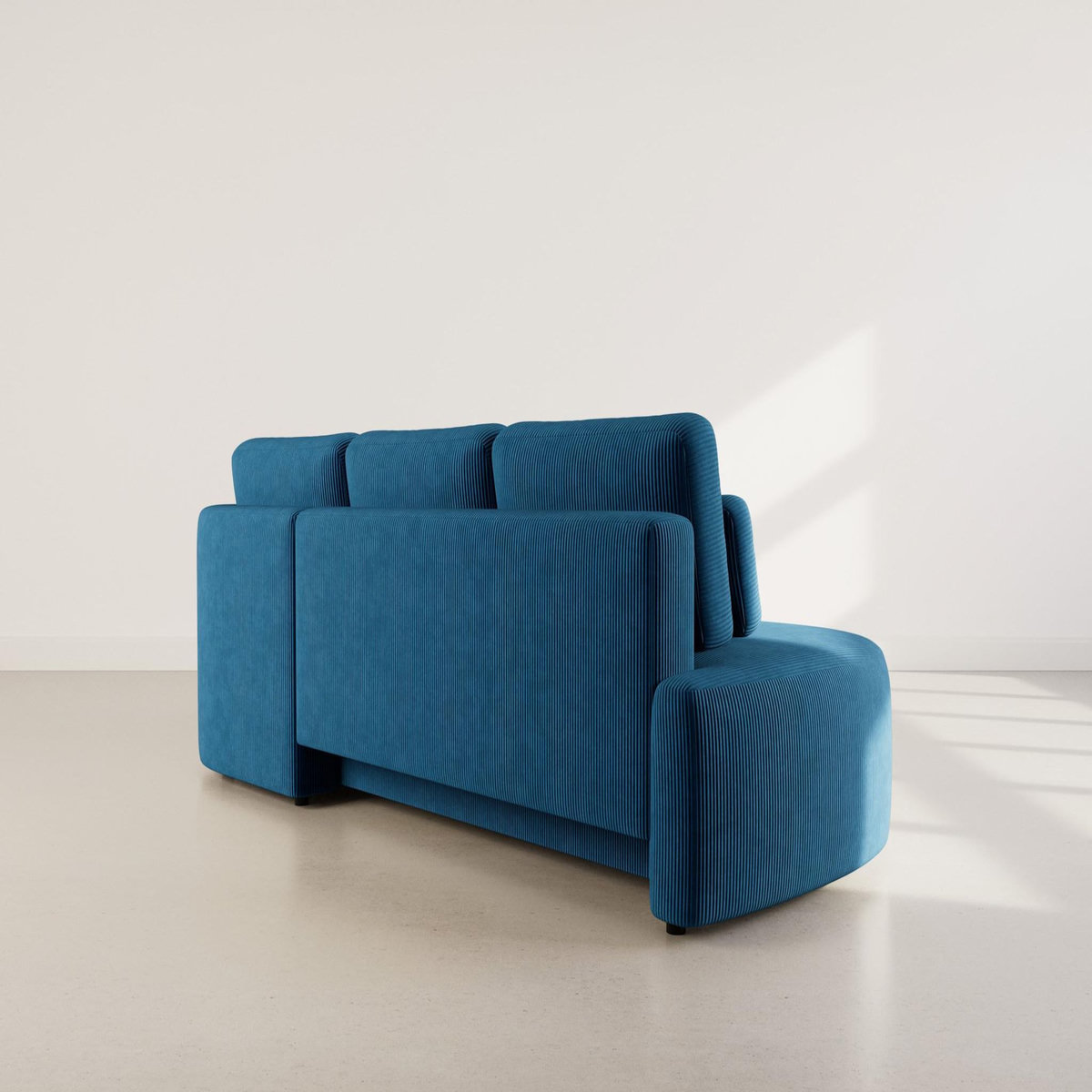 LISA DESIGN Mahina - canapé d'angle droit 4 places convertible avec coffre en velours côtelé