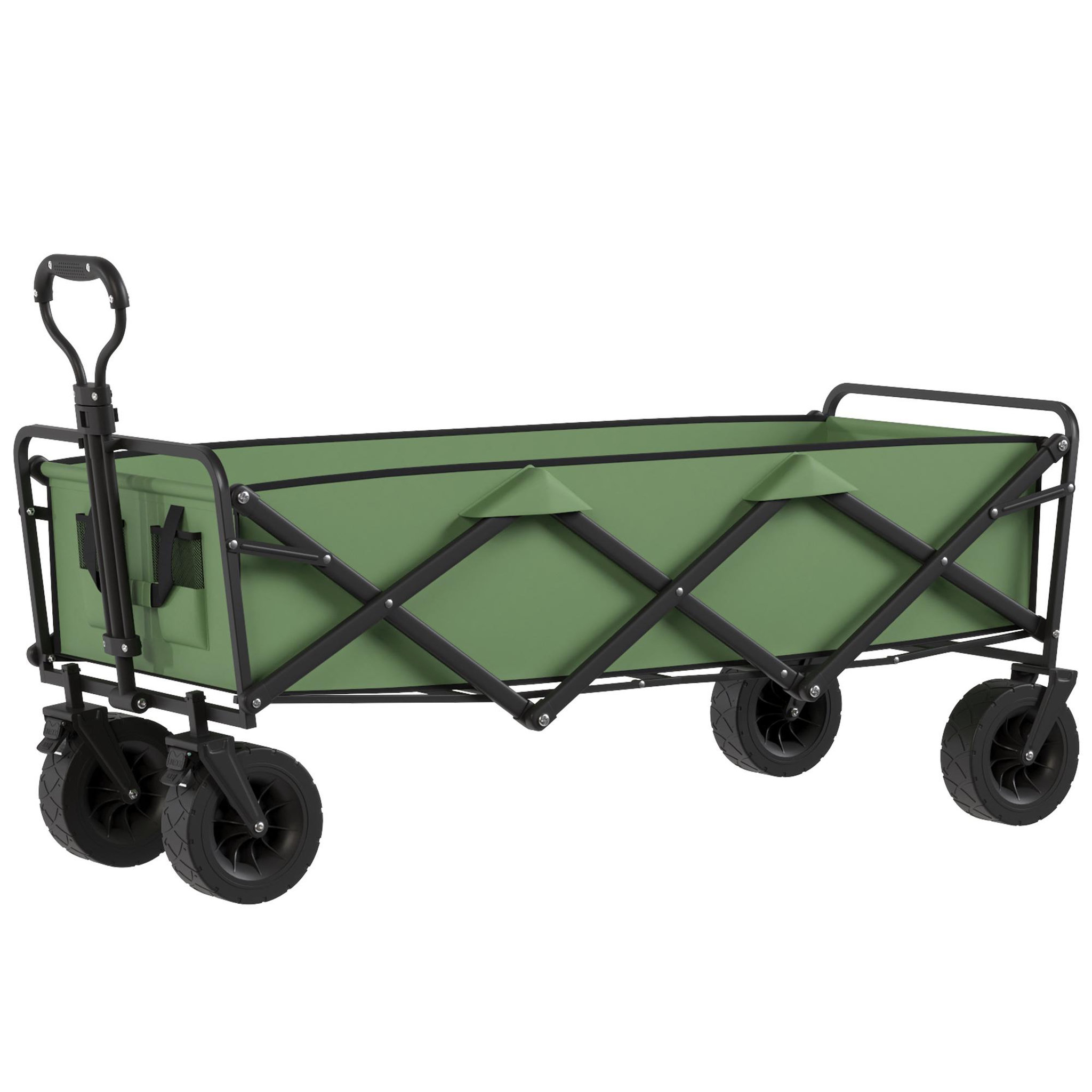 Voir la diapositive 5 : OUTSUNNY Chariot de jardin plage pliable 130L max. 250 Kg poignée telescopique