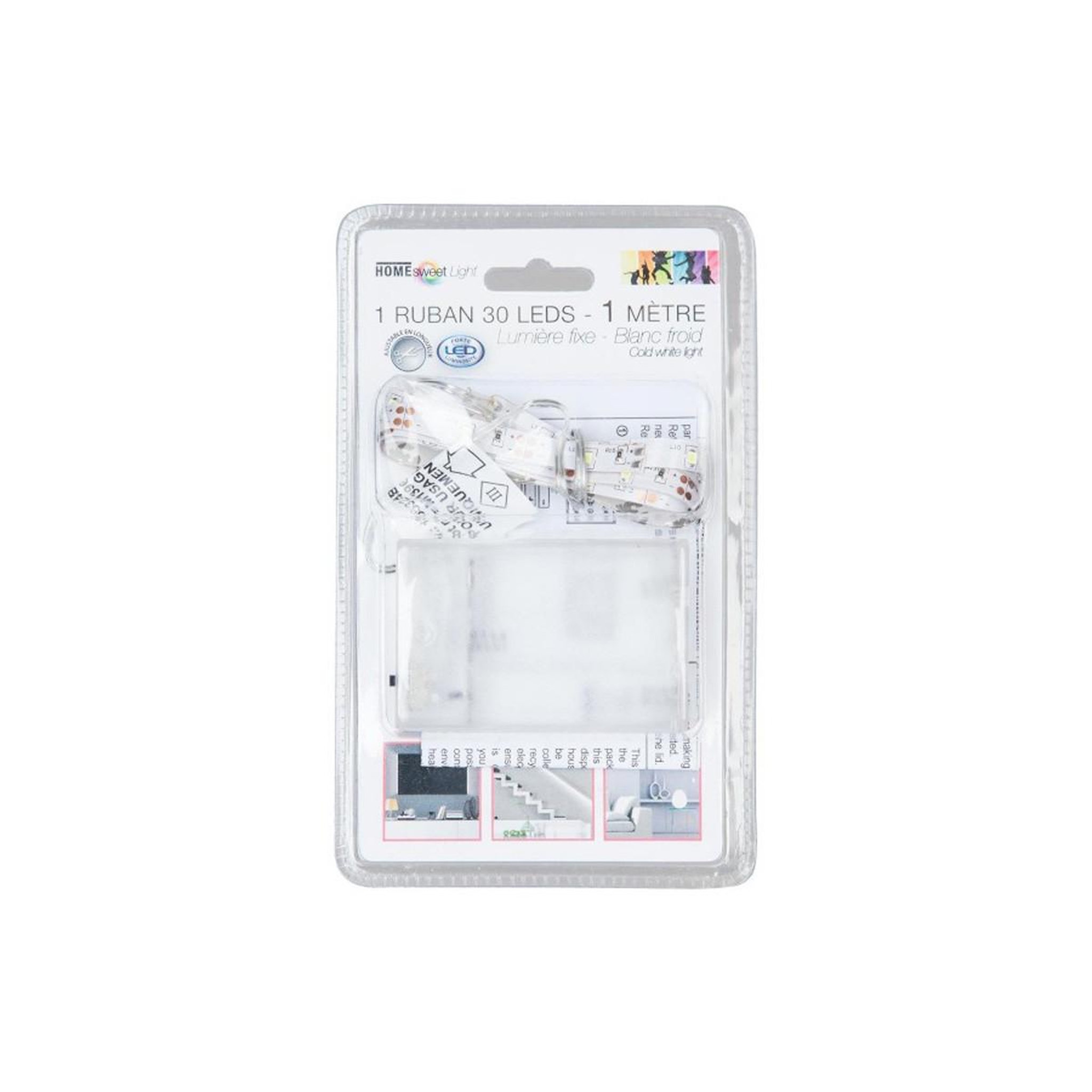 Voir la diapositive 3 : Home sweet lights Ruban led  a piles  1m blanc froid