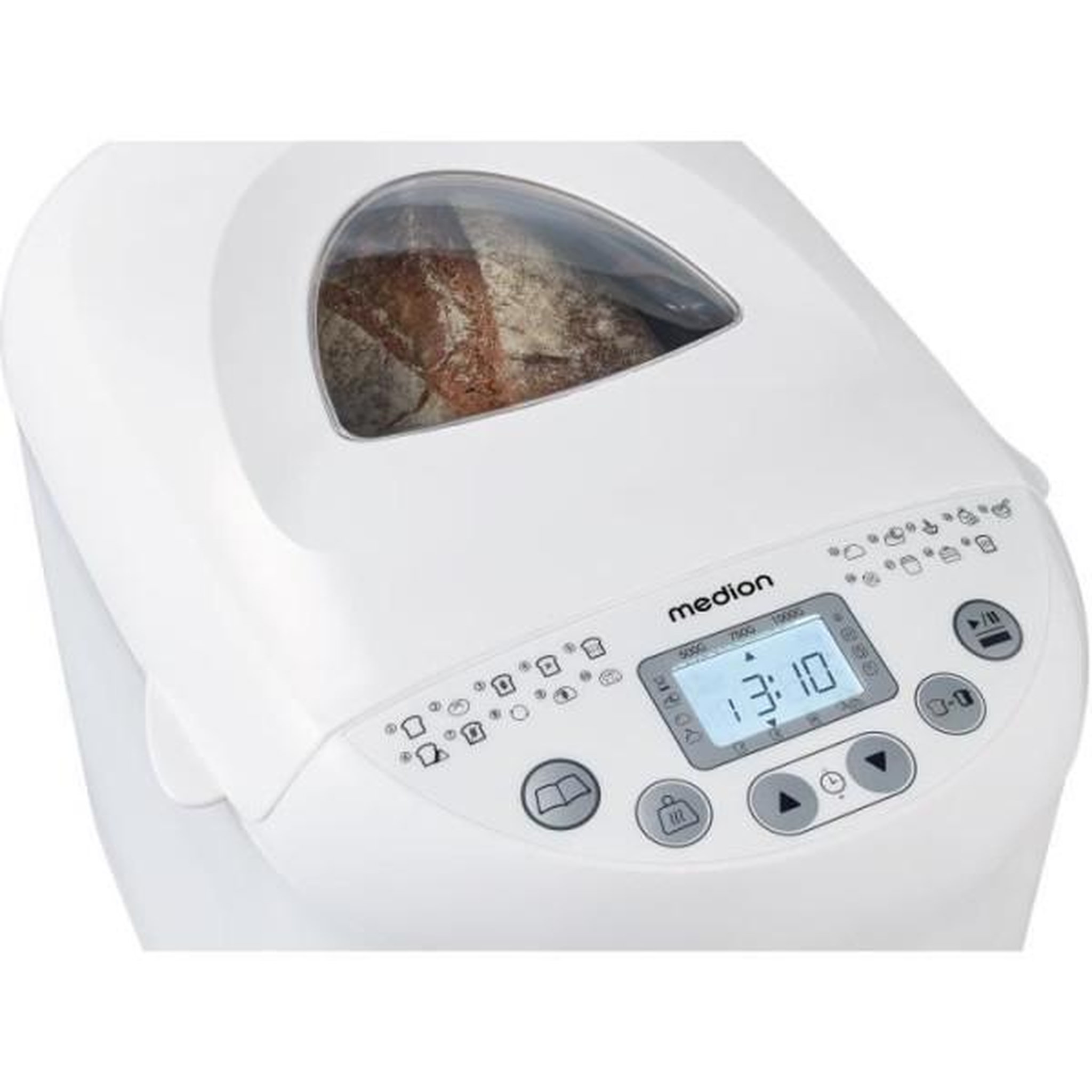 Voir la diapositive 3 : Medion Machine a pain machine a pain - medion - 50073723 - 550 w - 19 programmes - hublot - blanc