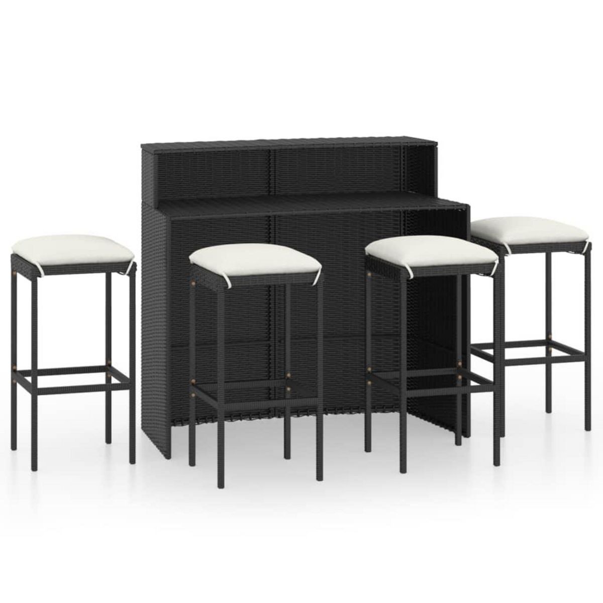 VIDAXL Ensemble de bar de jardin avec coussins 5 pcs Noir
