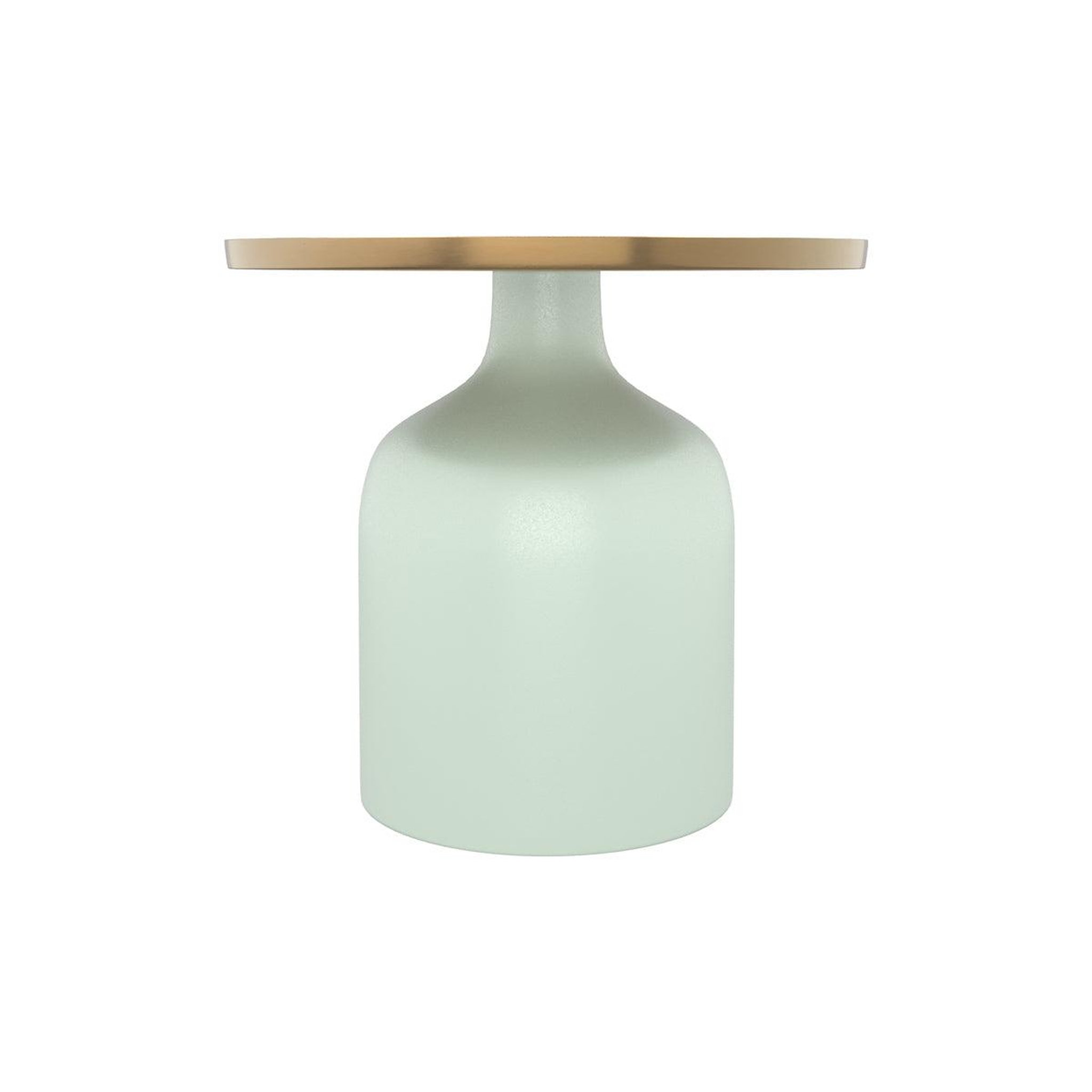 Voir la diapositive 6 : MAISON PAVANE Table d'appoint ronde en métal vert d'eau et laiton d44,5 cm-lyne