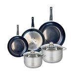 ELO Ensemble de 3 Poêles de cuisson 24, 28 et 32 cm et 2 faitouts 20 et 24 cm Elo Prima Brillant