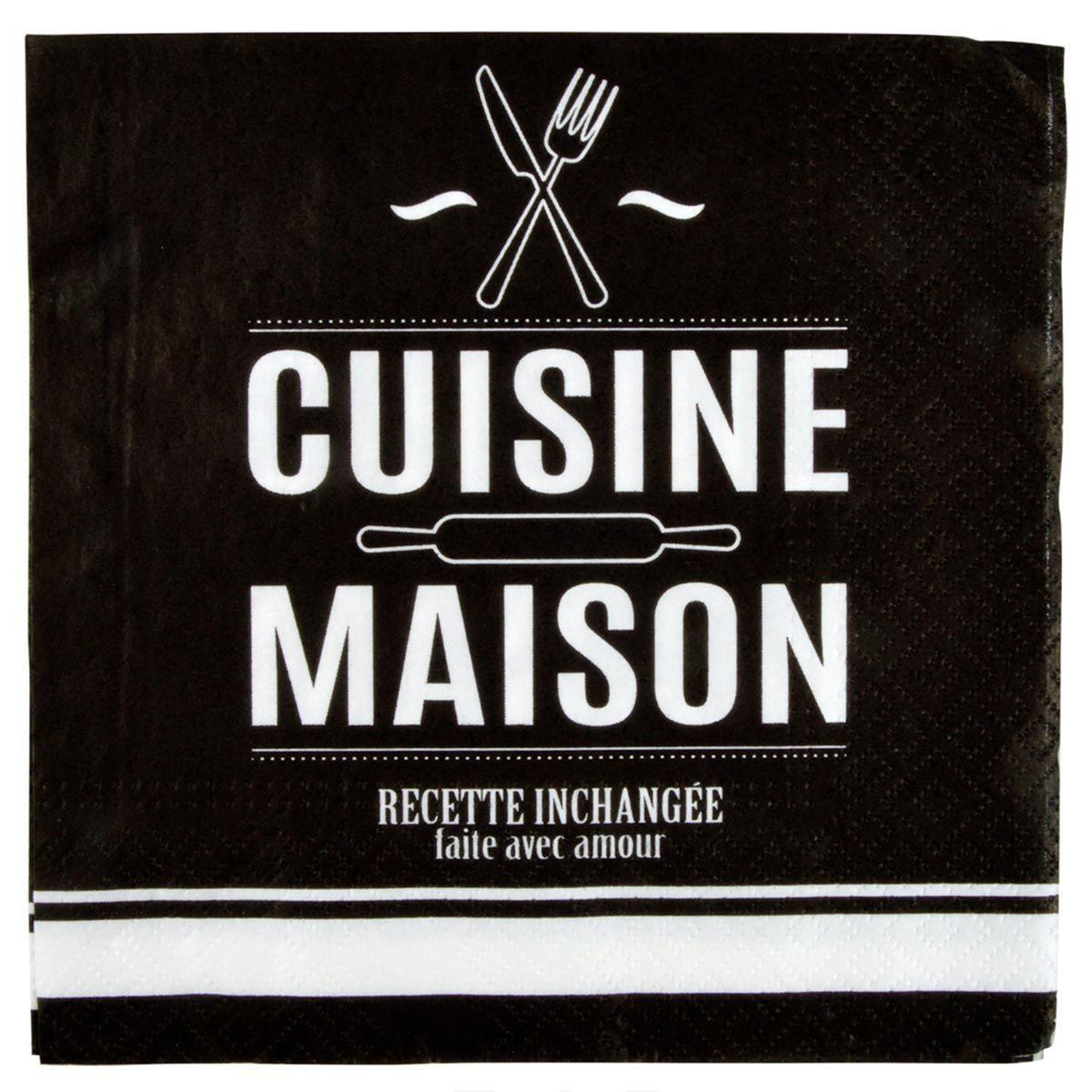 HOMEA Lot de 20 serviettes en papier  cuisine  33x33cm noir