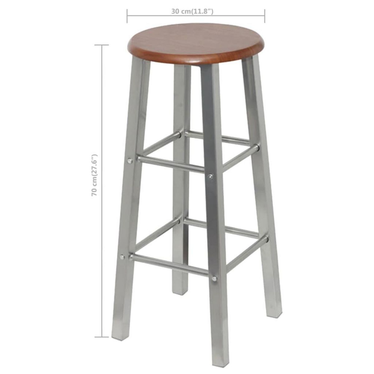VIDAXL Tabourets de bar lot de 4 argente et marron MDF