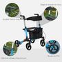 Voir la diapositive 5 : HOMCOM Déambulateur 4 roues - pliable, léger - assise, dossier, poignées ergonomiques réglables, frein à main - sacoche rangement - alu. bleu noir