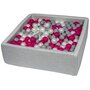  Piscine à balles pour enfant, 90x90 cm, Aire de jeu + 450 balles perle, rose, gris