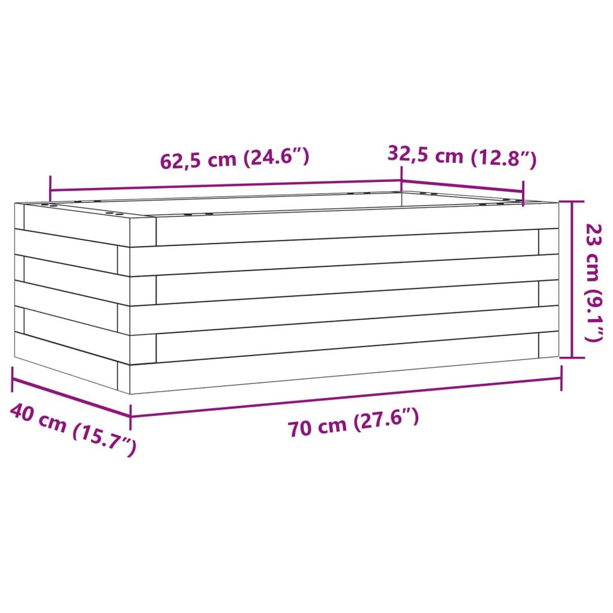 Voir la diapositive 6 : VIDAXL Jardiniere cire marron 70x40x23 cm bois de pin massif