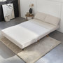 Voir la diapositive 3 : SWEEEK Canapé convertible en tissu bouclettes blanches- Guesta - 2 places scandinave. pieds bois foncé. banquette. dossier inclinable