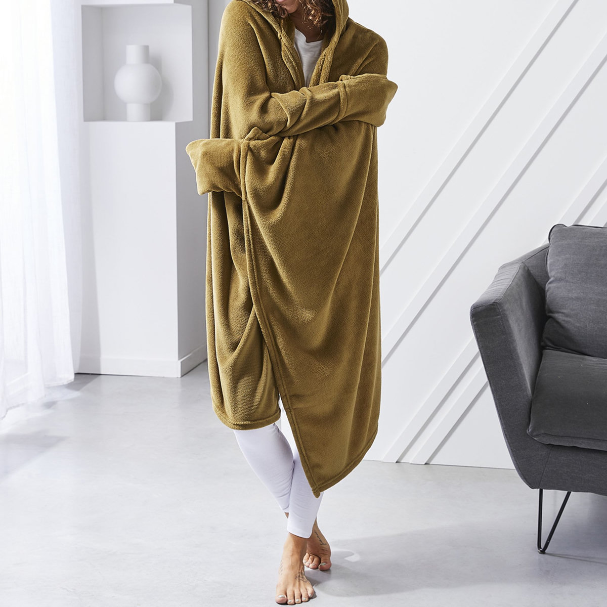 TODAY Plaid TV à capuche doux et moelleux en polyester 