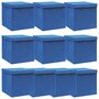VIDAXL Boîtes de rangement avec couvercle 10 pcs Bleu 32x32x32cm Tissu