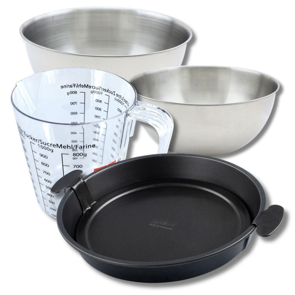 ZENKER Set pâtisserie avec moule à quiche Lorraine 28 cm, 2 bols à mixer, verre mesureur et spatule Zenker
