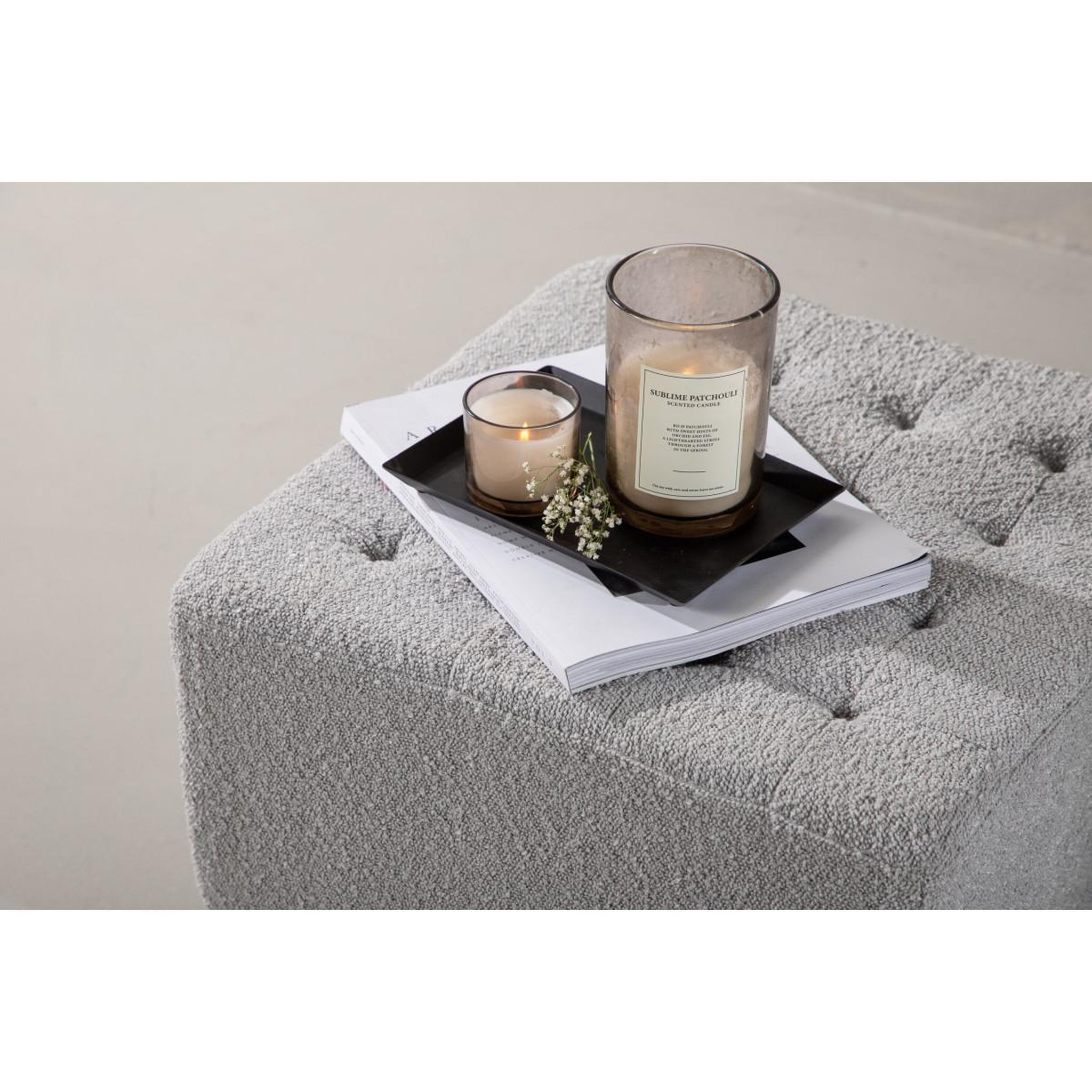 Voir la diapositive 5 : Paris Prix Pouf tissu bouclé  bowie  51cm gris clair