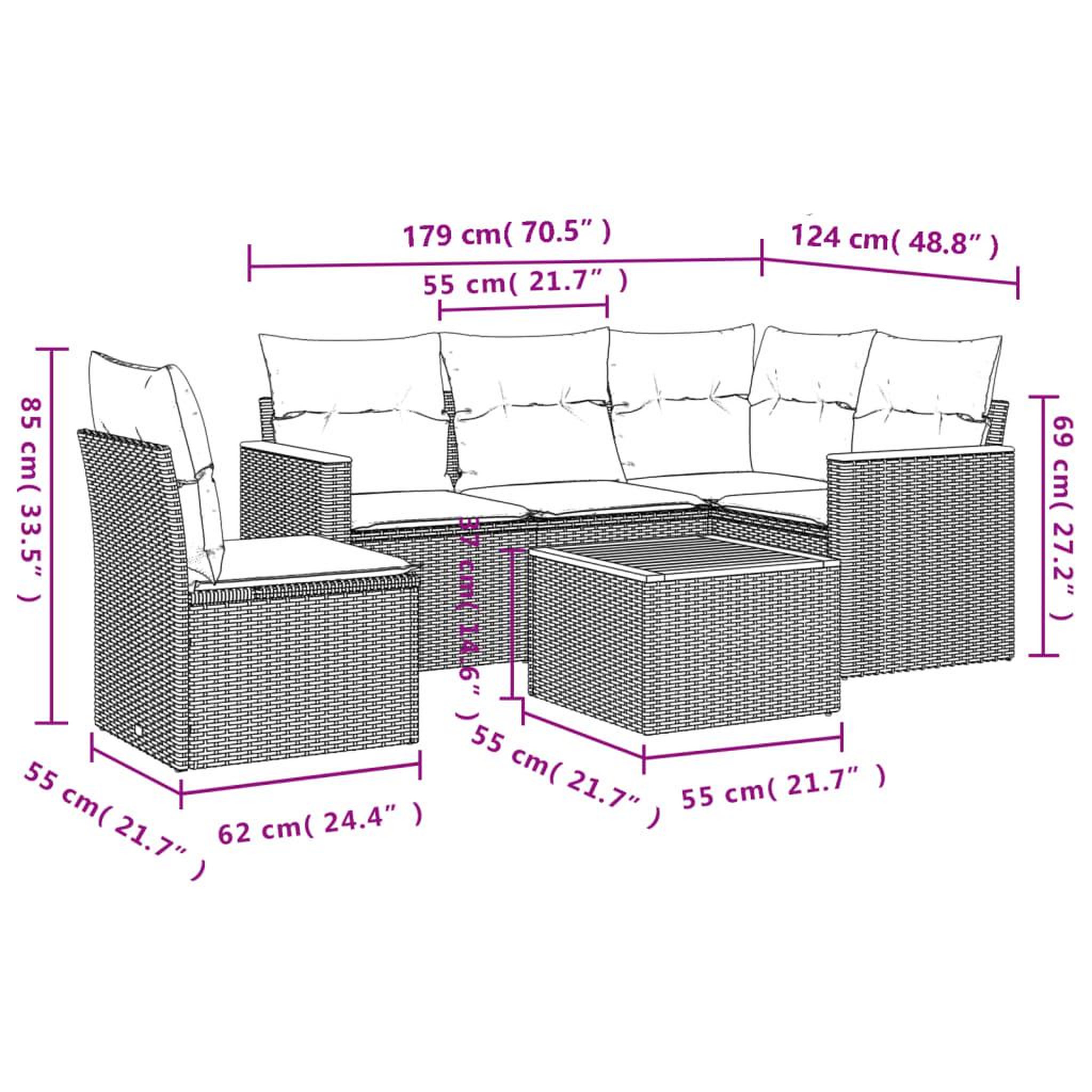 Voir la diapositive 6 : VIDAXL Salon de jardin 6 pcs avec coussins noir resine tressee