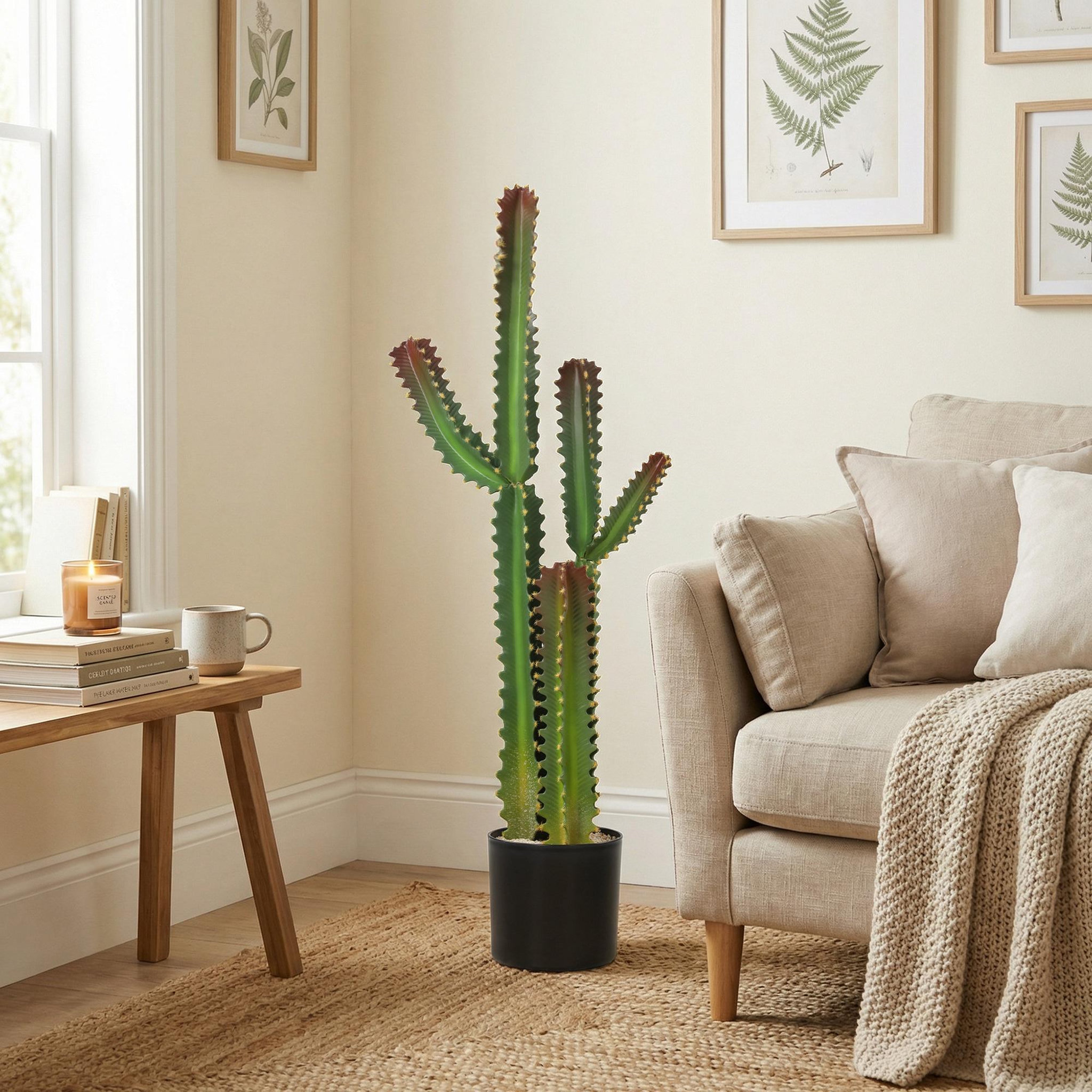 Voir la diapositive 6 : HOMCOM Cactus artificiel grand réalisme plante artificielle grande taille H.111cm vert