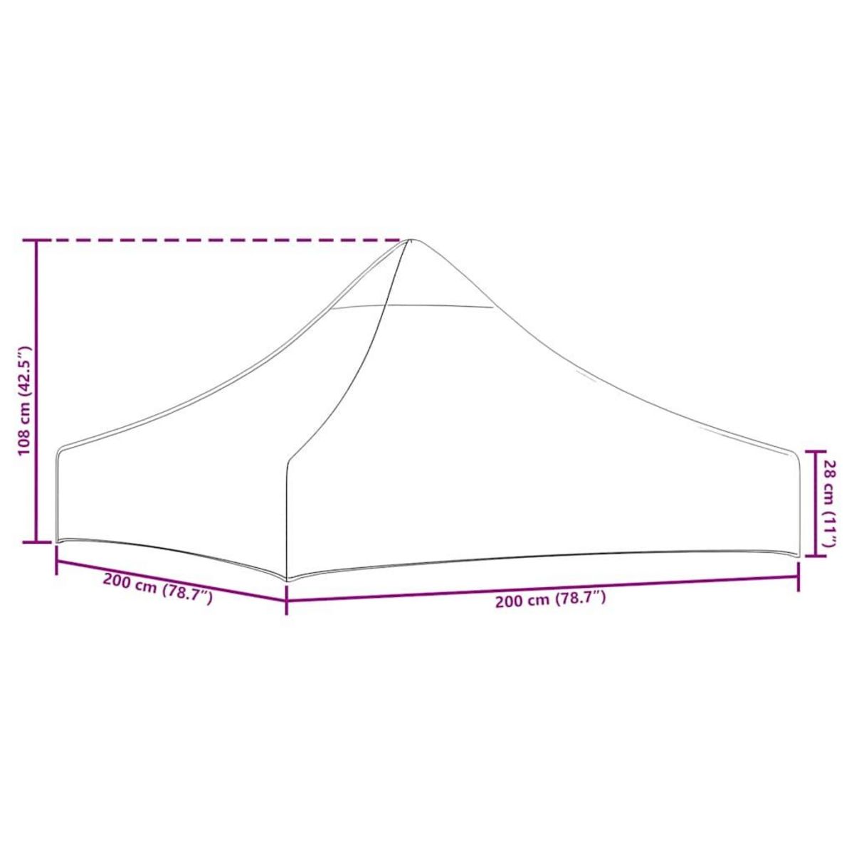 VIDAXL Toit de tente de reception 2x2 m Vert 270 g/m^2